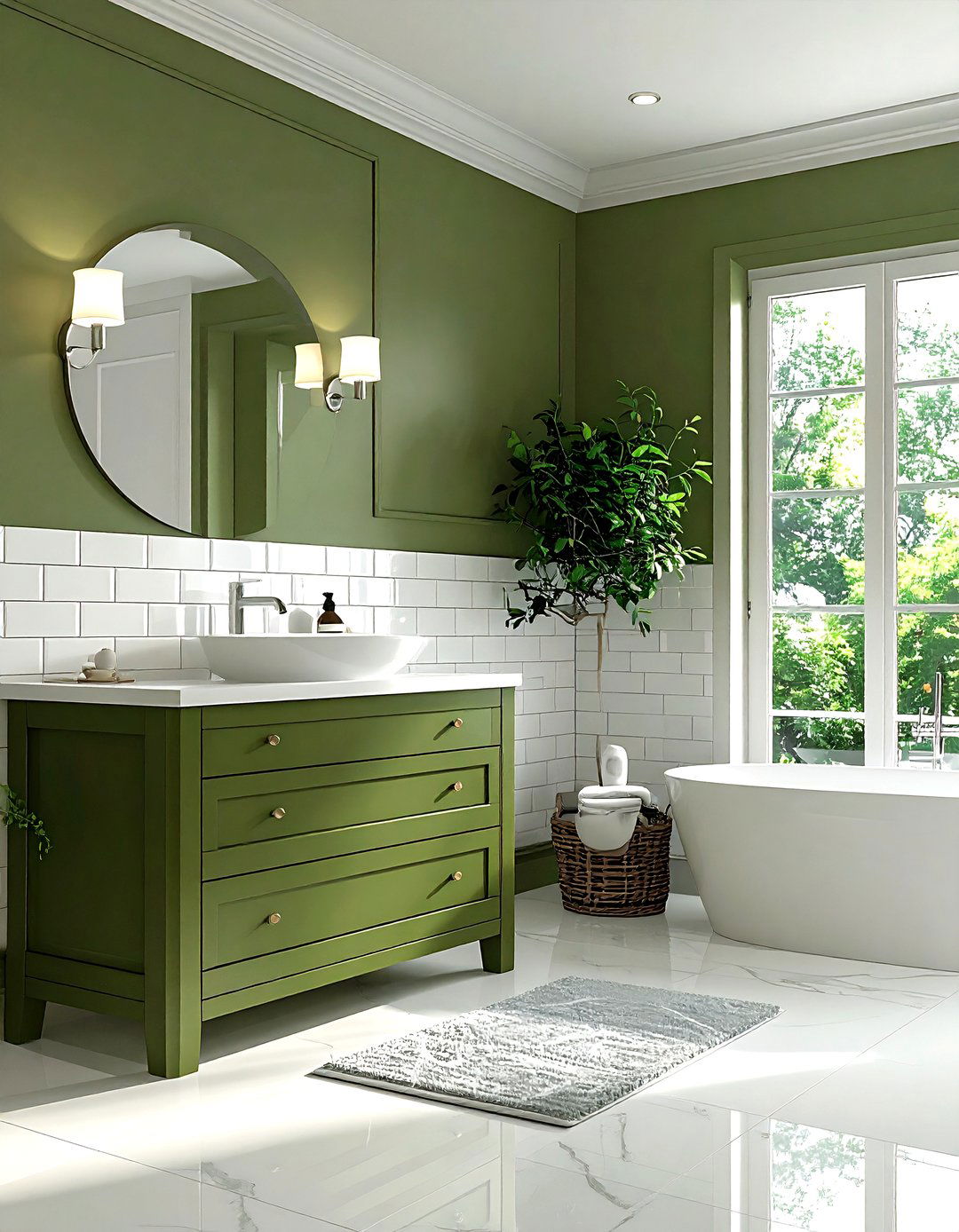 Olive green and white bathroom - 30 olive green bathroom ideas