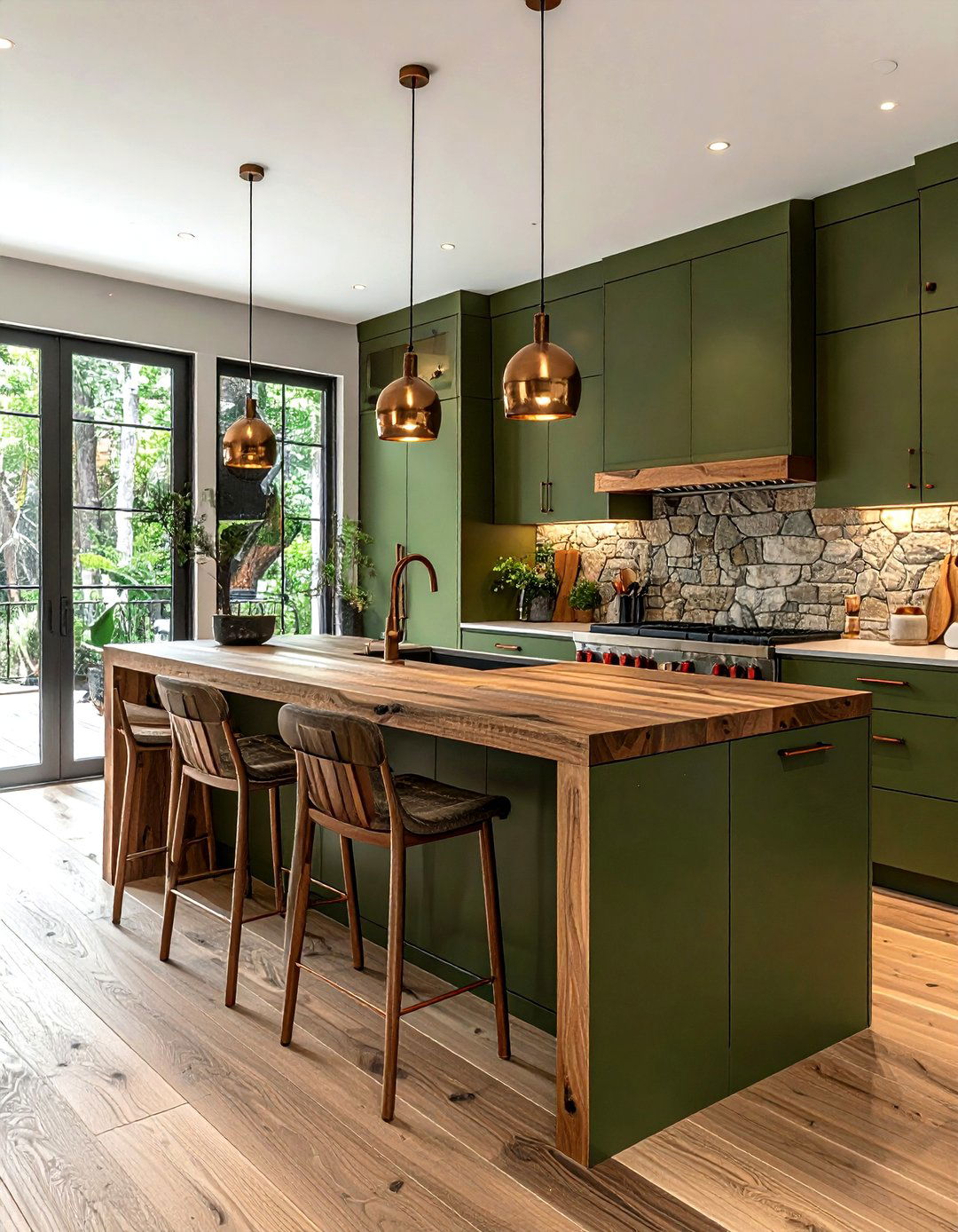 Olive green and wood - 30 color scheme ideas