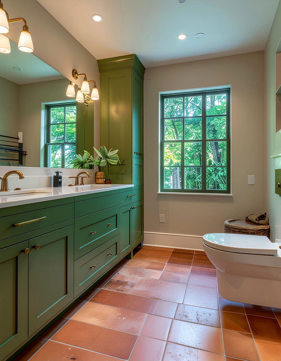 Olive green bathroom - 30 cool green bathroom ideas