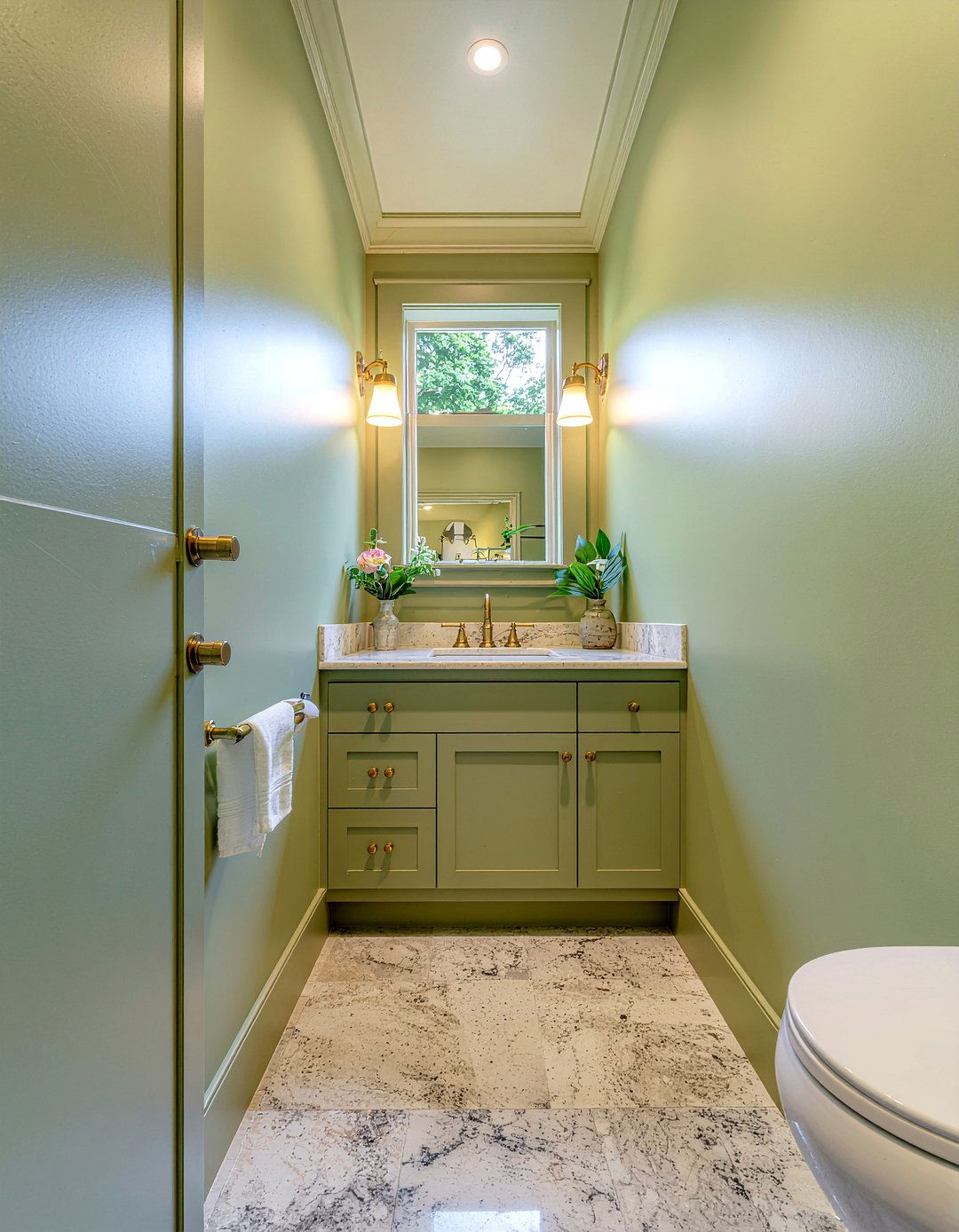 Olive green bathroom - 30 small bathroom color ideas