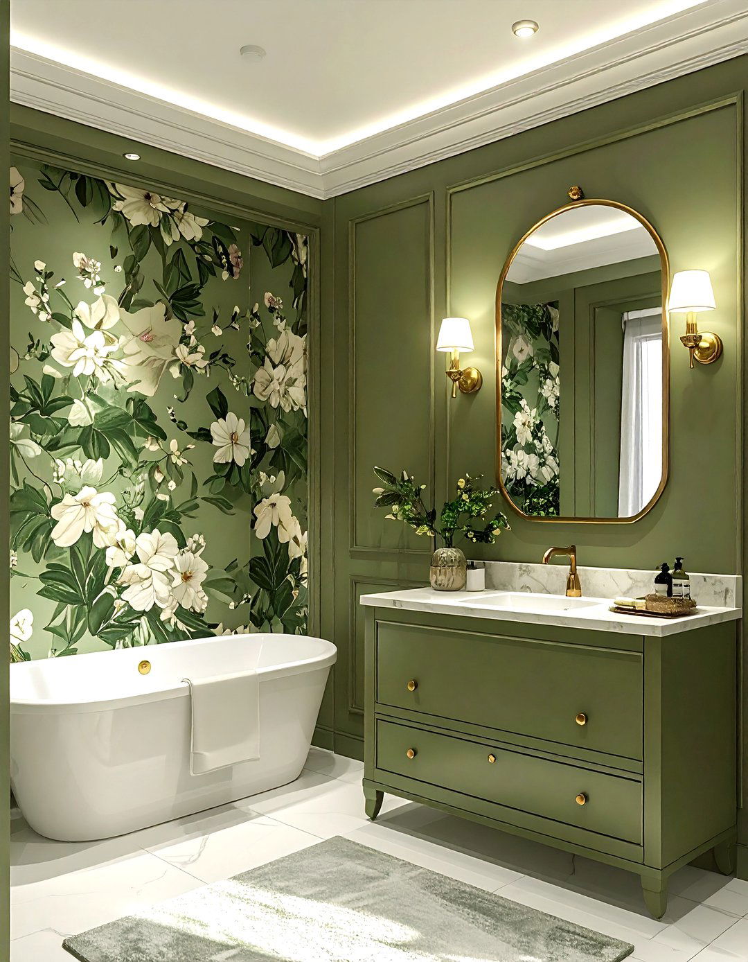 Olive green bathroom wallpaper - 30 olive green bathroom ideas