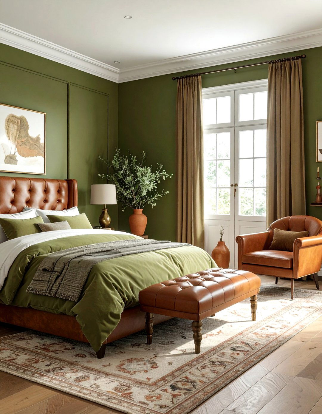 Olive green bedroom - 30 cool green bedroom ideas