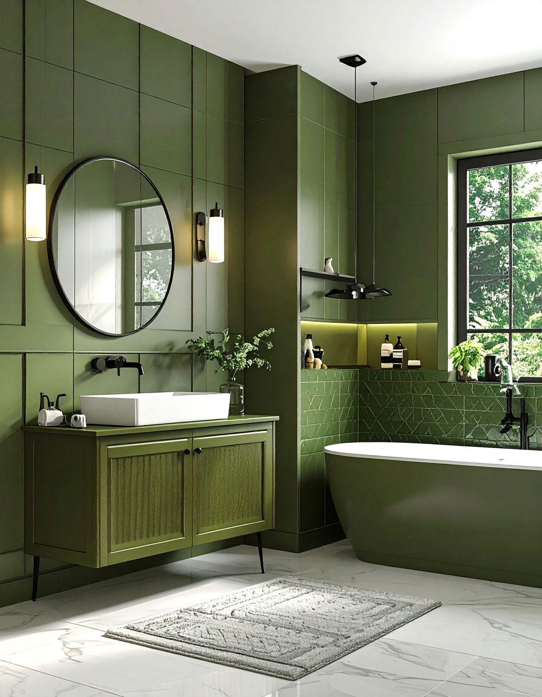 Olive green contemporary bathroom - 30 olive green bathroom ideas
