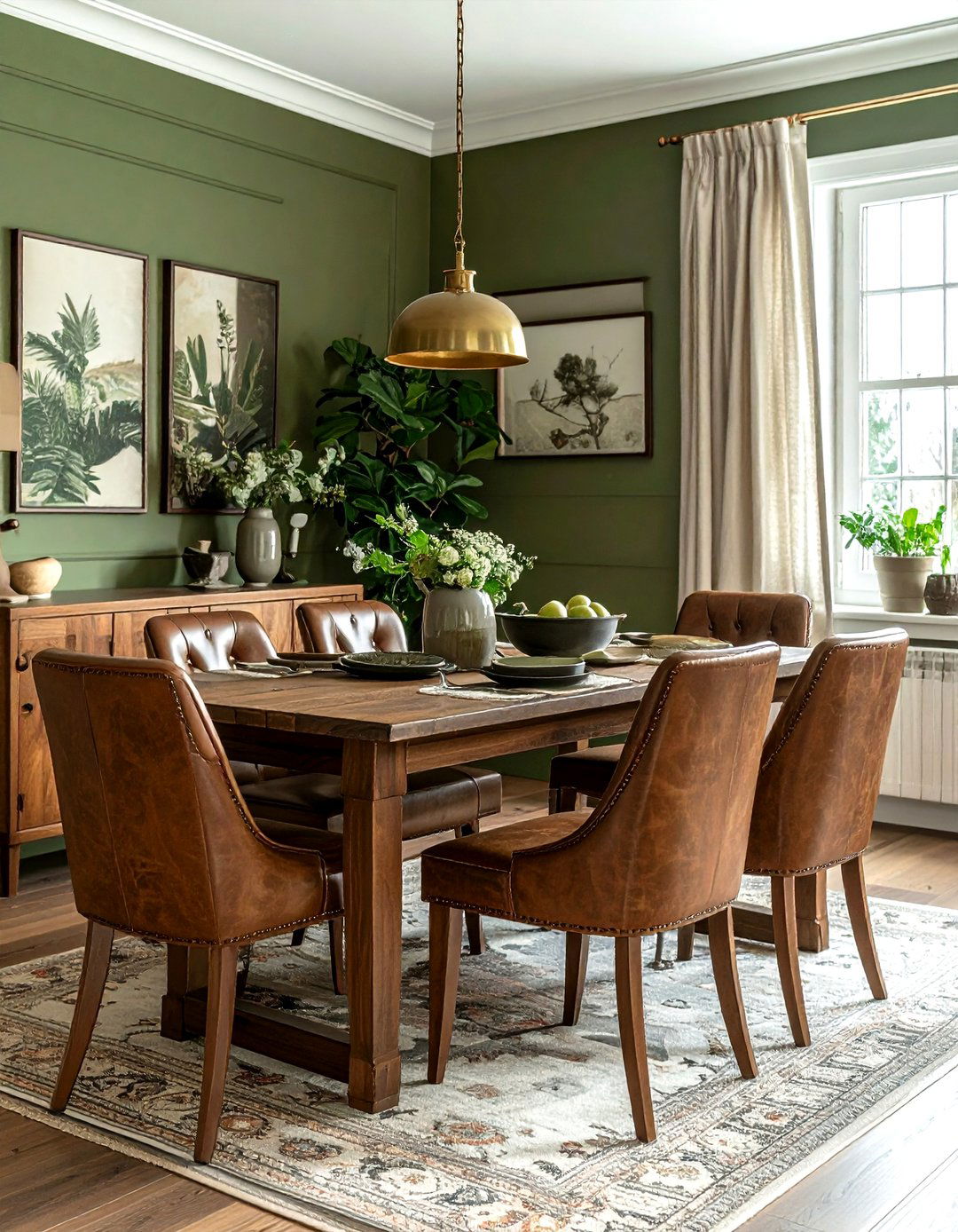 Olive green dining room - 30 dining room paint ideas
