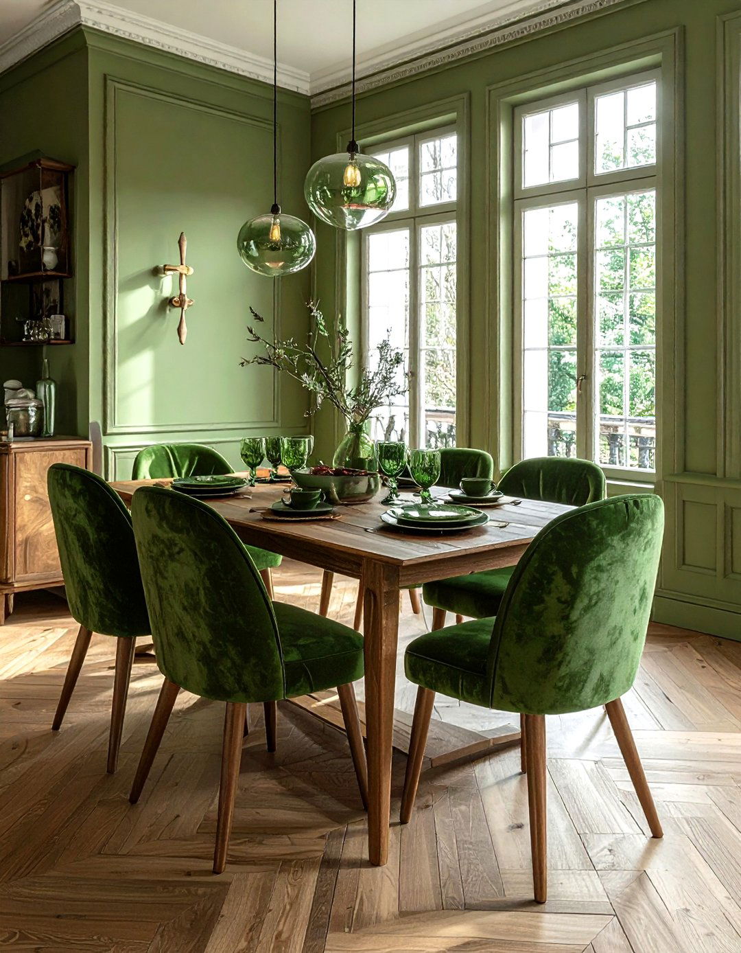 Olive green dining room - 30 monochromatic dining room ideas
