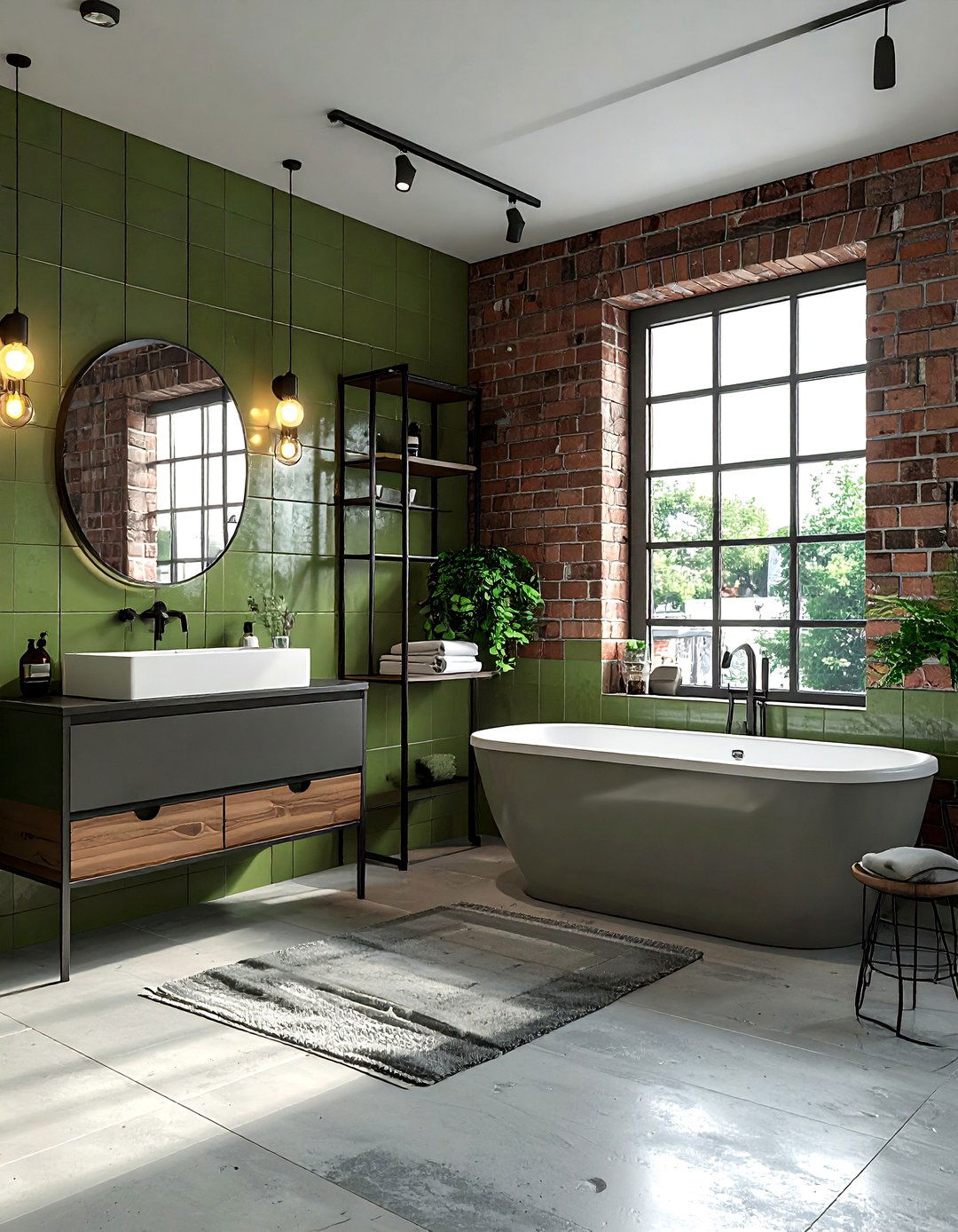 Olive green industrial bathroom - 30 olive green bathroom ideas