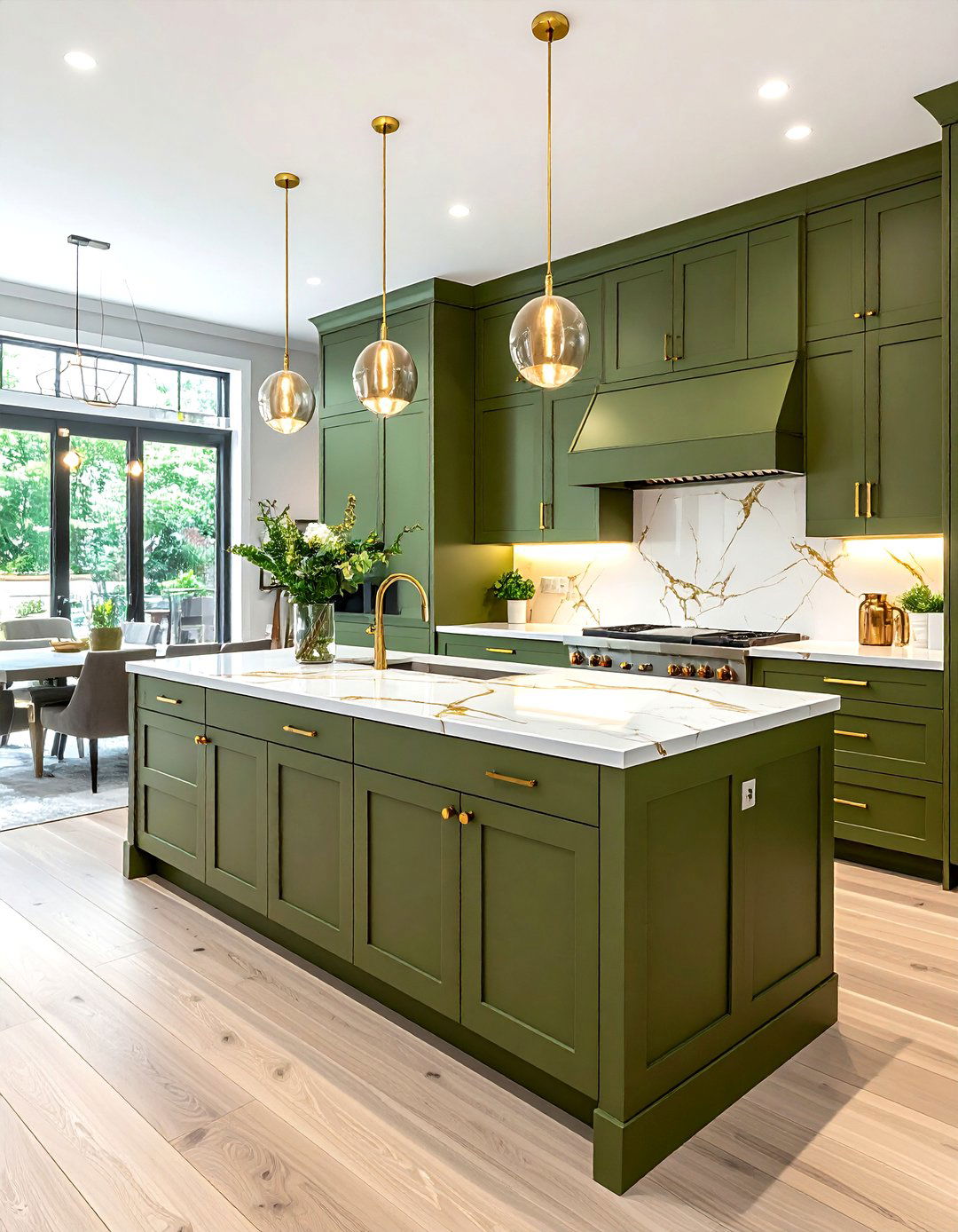 Olive green kitchen with quartz countertops - 30 olive green kitchen ideas