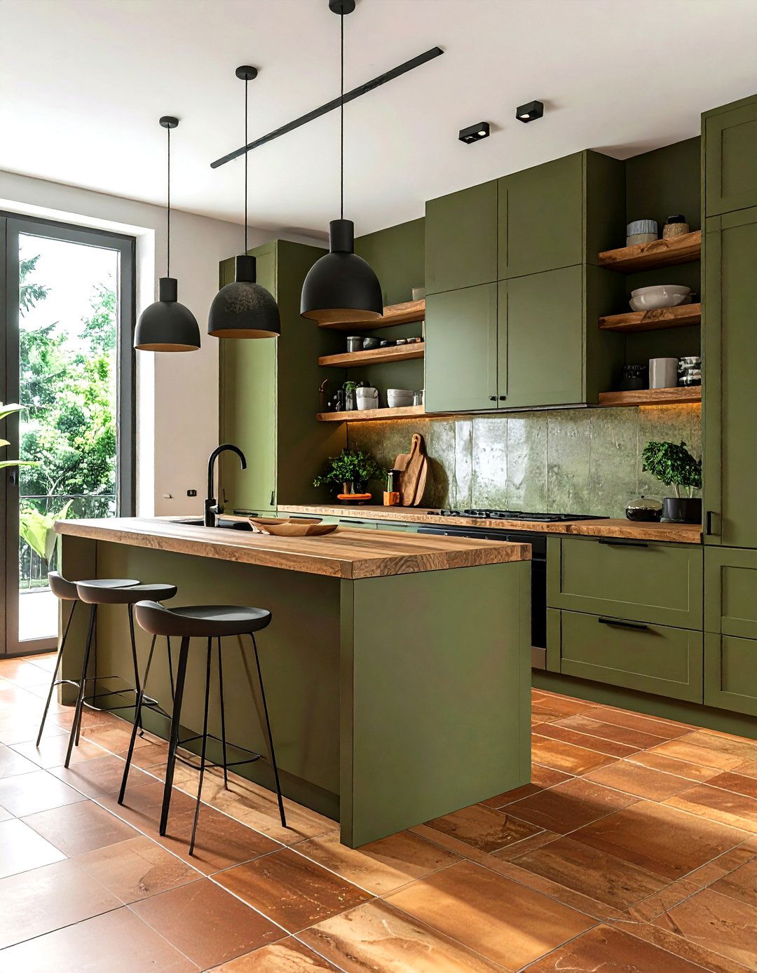 Olive green kitchen - 30 cool green kitchen ideas