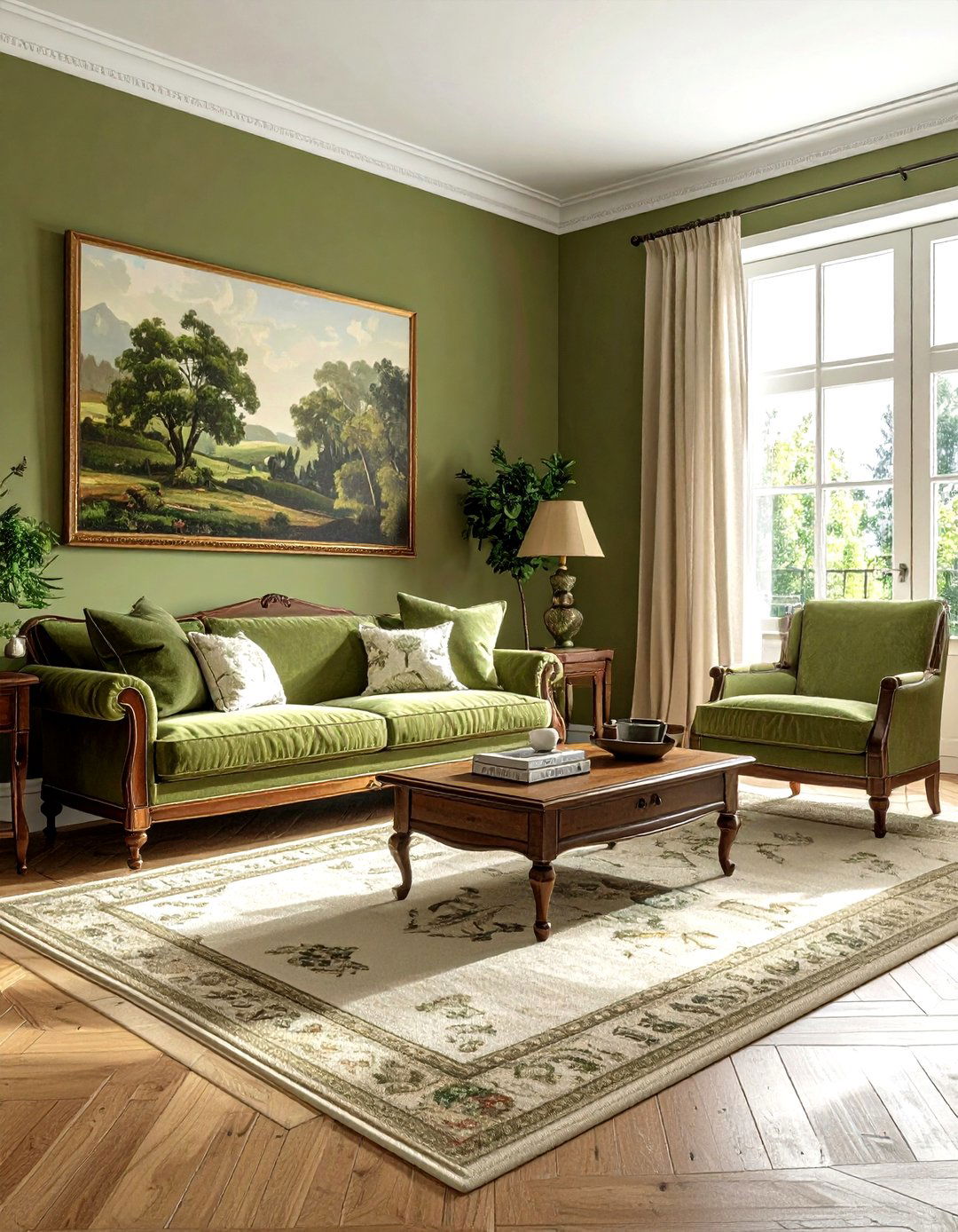 Olive green living room - 30 living room paint ideas