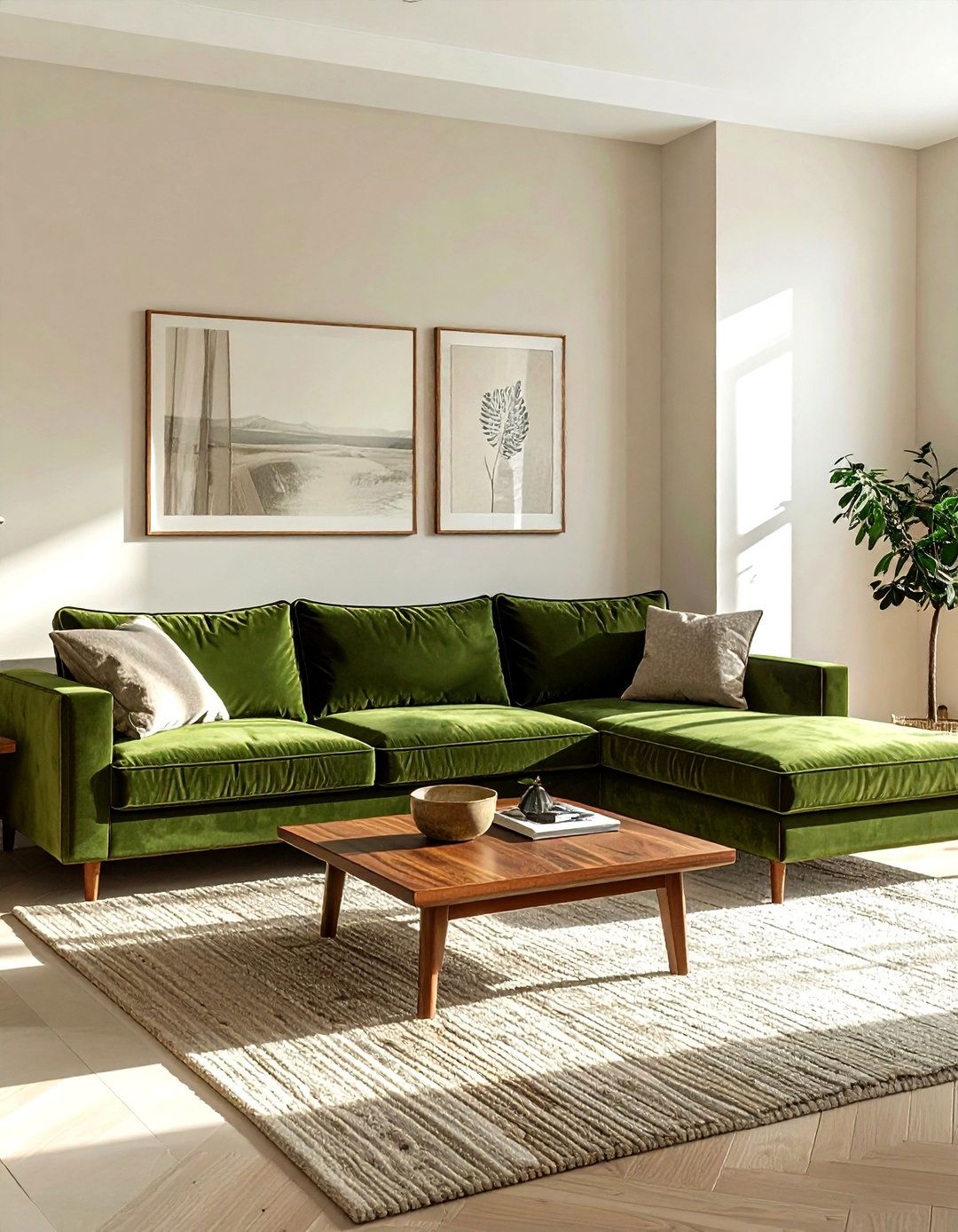 Olive green living room sofa - 30 cool green living room ideas