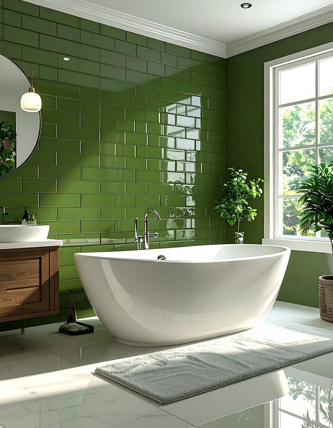 Olive green subway tile bathroom - 30 olive green bathroom ideas