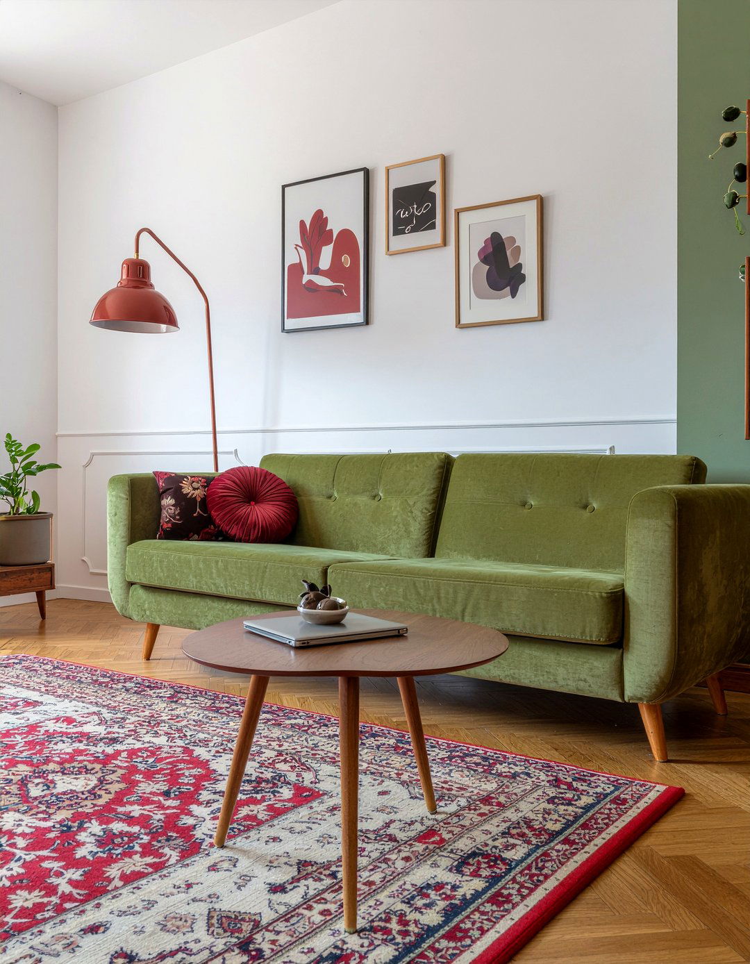 Olive green velvet sofa - 30 velvet sofa living room ideas