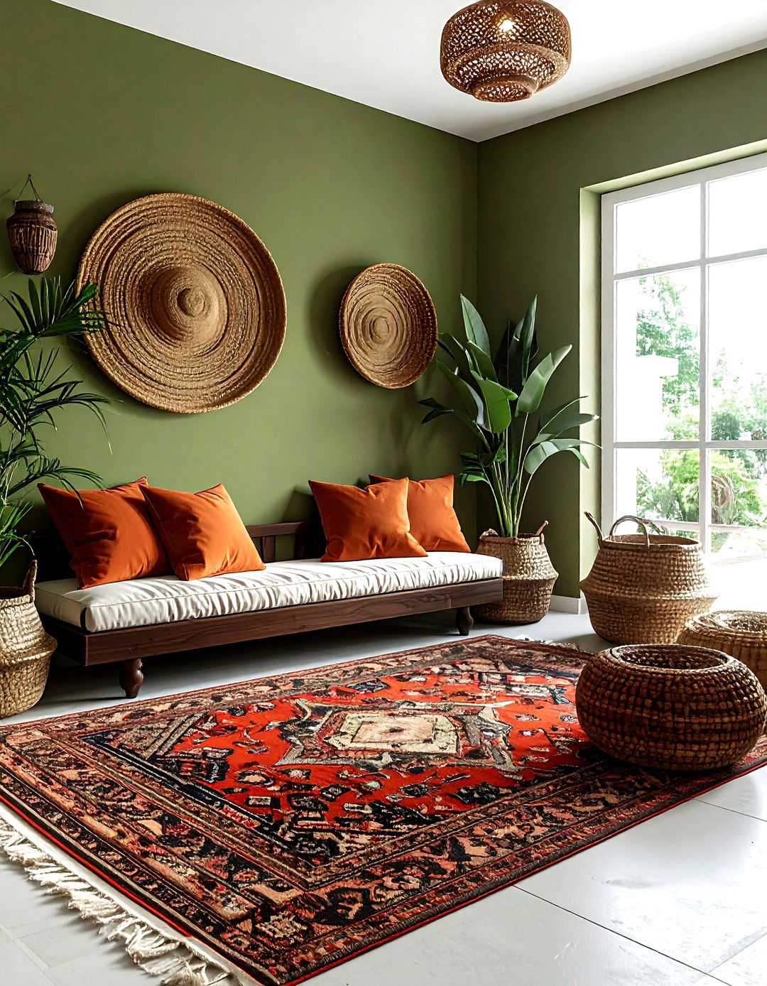 Olive green wall paint - 30 bohemian green bedroom ideas