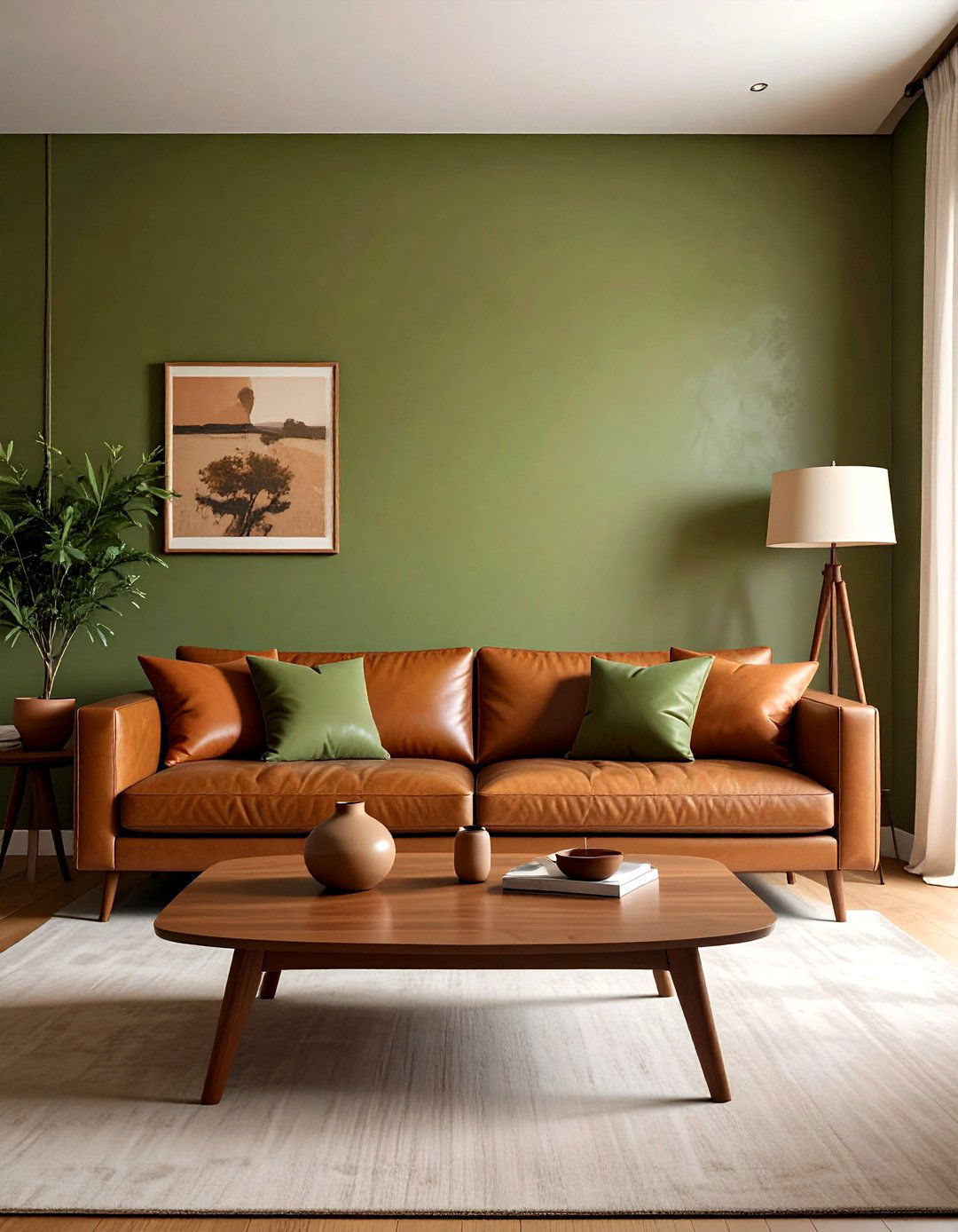 Olive green wall - 30 living room green walls