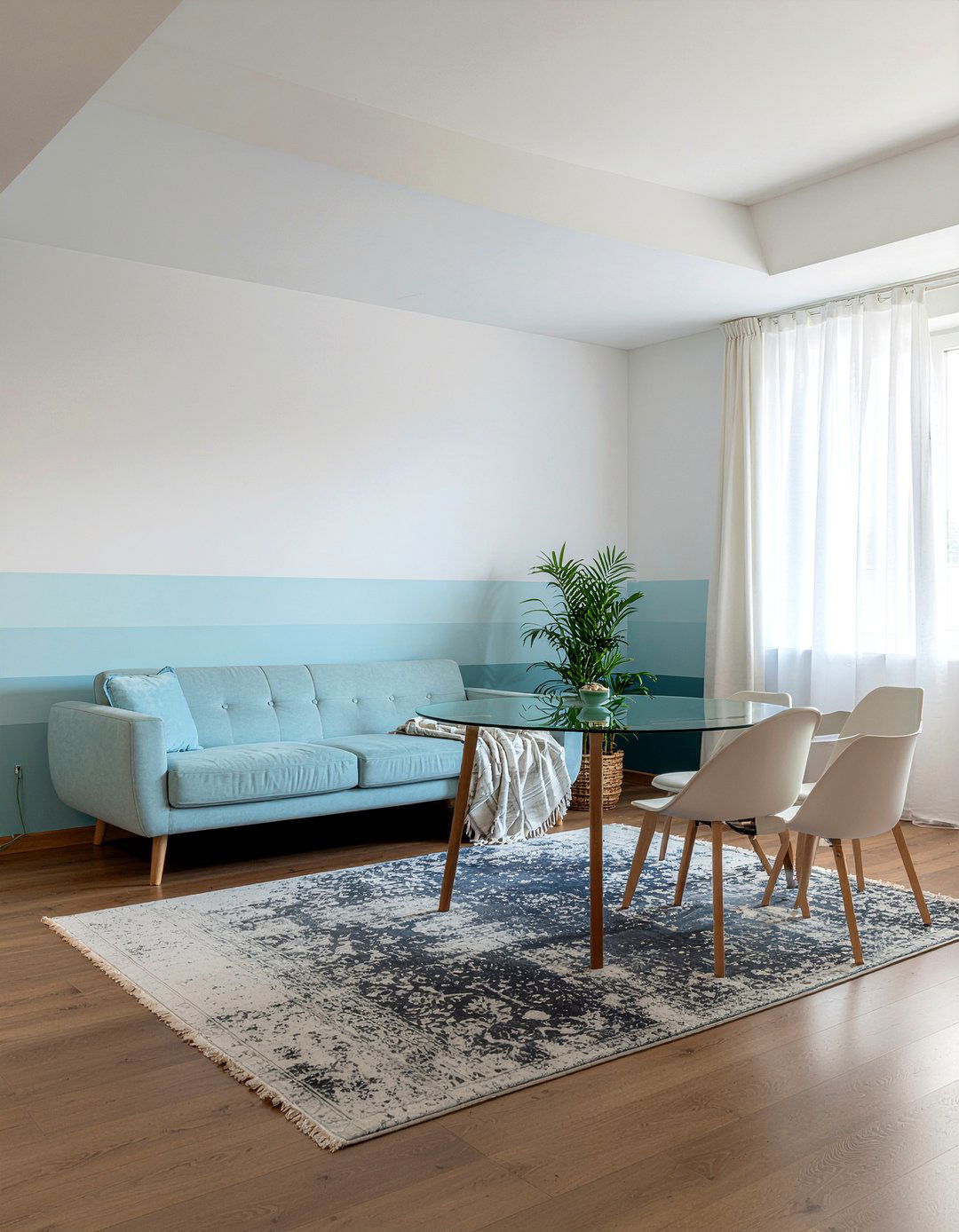 Ombre Striped Wall Effect - 30 living room striped wall ideas