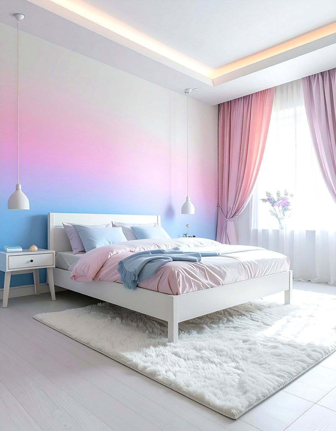 Ombre Unicorn Wall - 30 unicorn bedroom ideas
