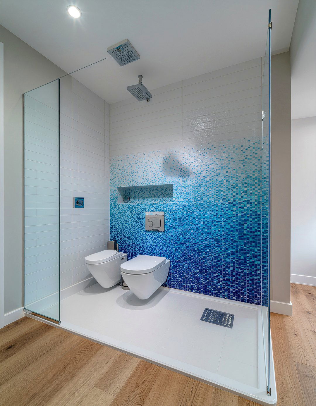 Ombre mosaic wall - 30 mosaic bathroom ideas