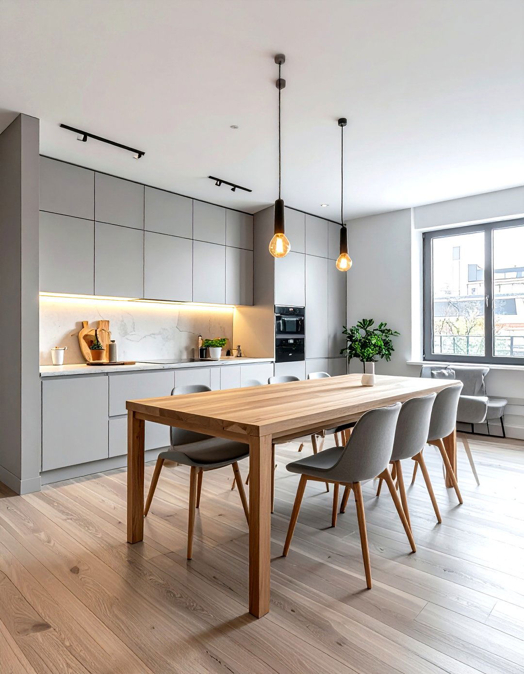 One wall kitchen with dining table - 30 kitchen dining combo ideas