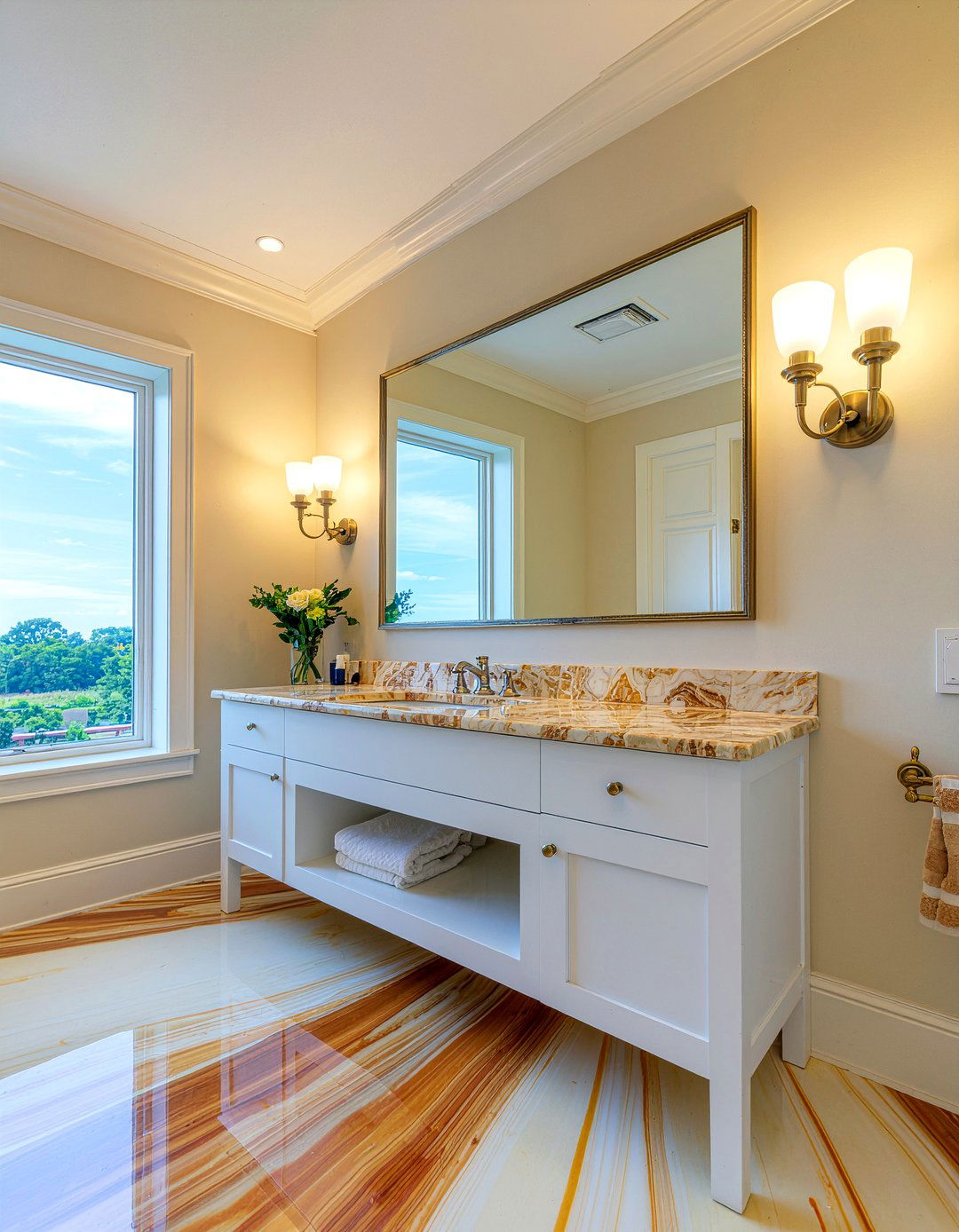 Onyx Pattern Laminate - 30 laminate bathroom countertop ideas