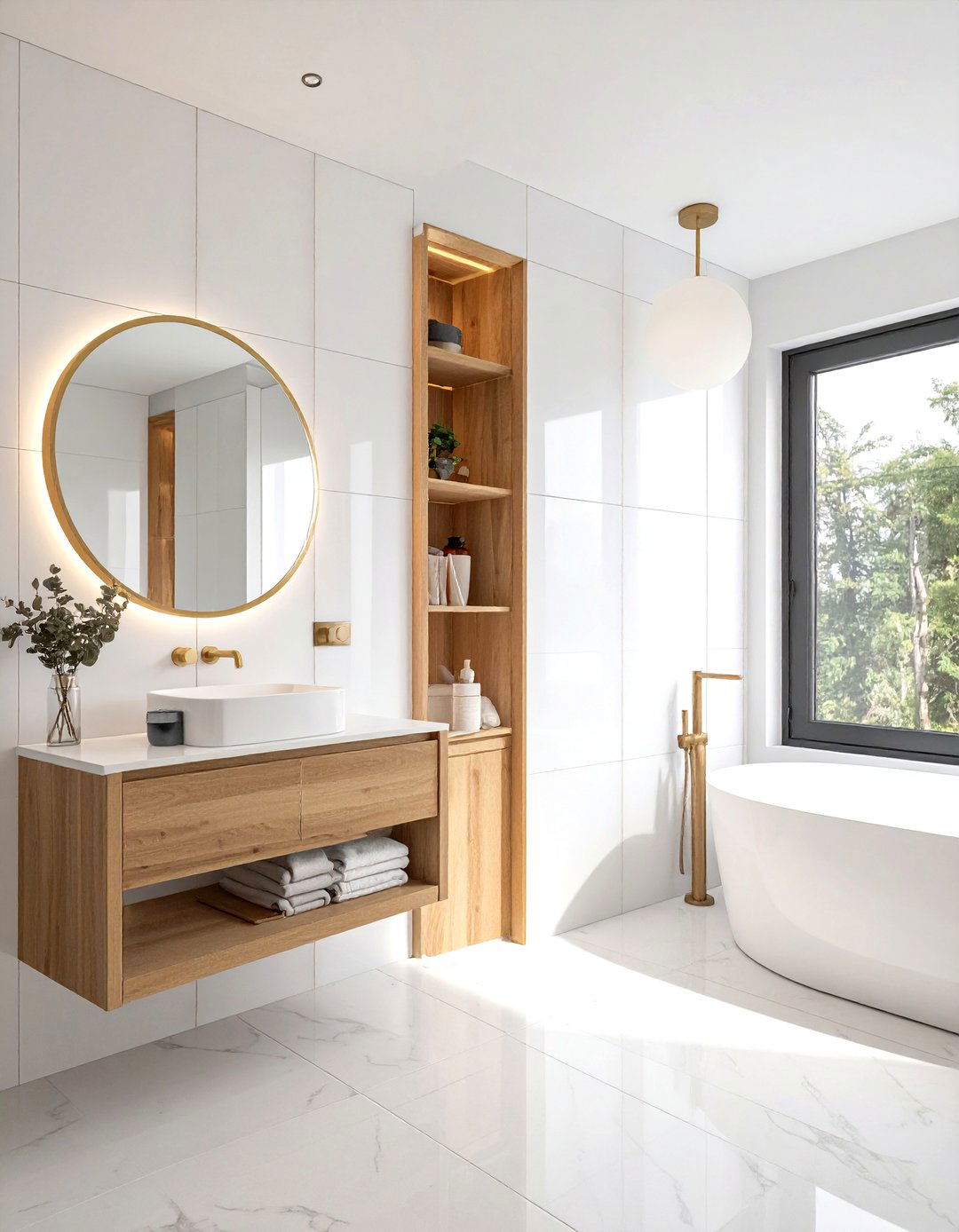 Opal glass globe light - 30 bathroom sconce ideas