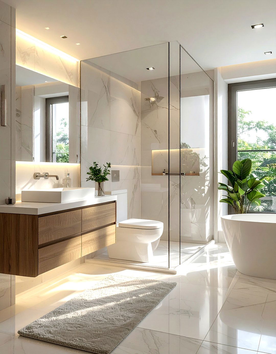 Opaque Glass Partition - 30 natural light bathroom ideas