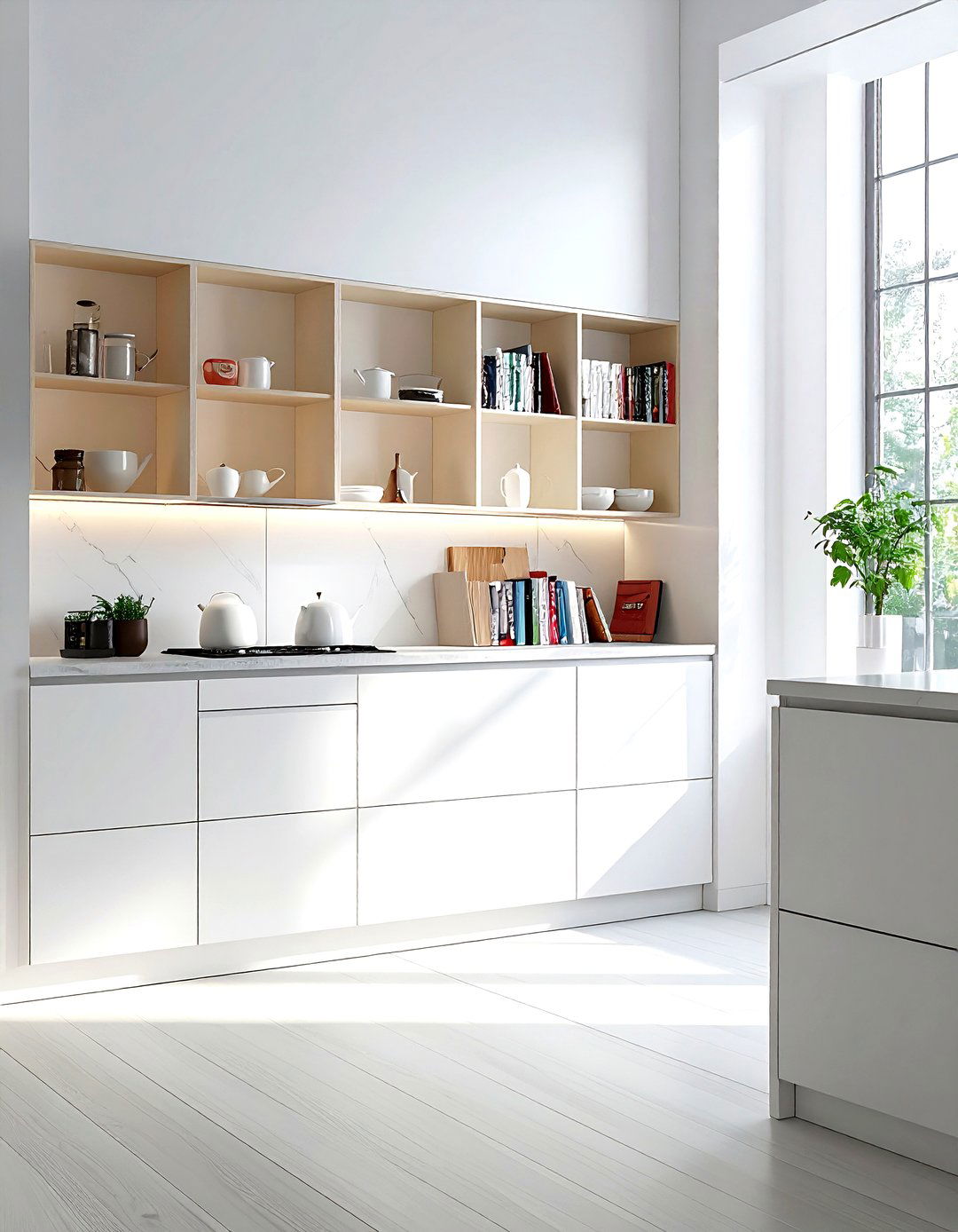 Open Box Shelving - 30 kitchen wall decor ideas