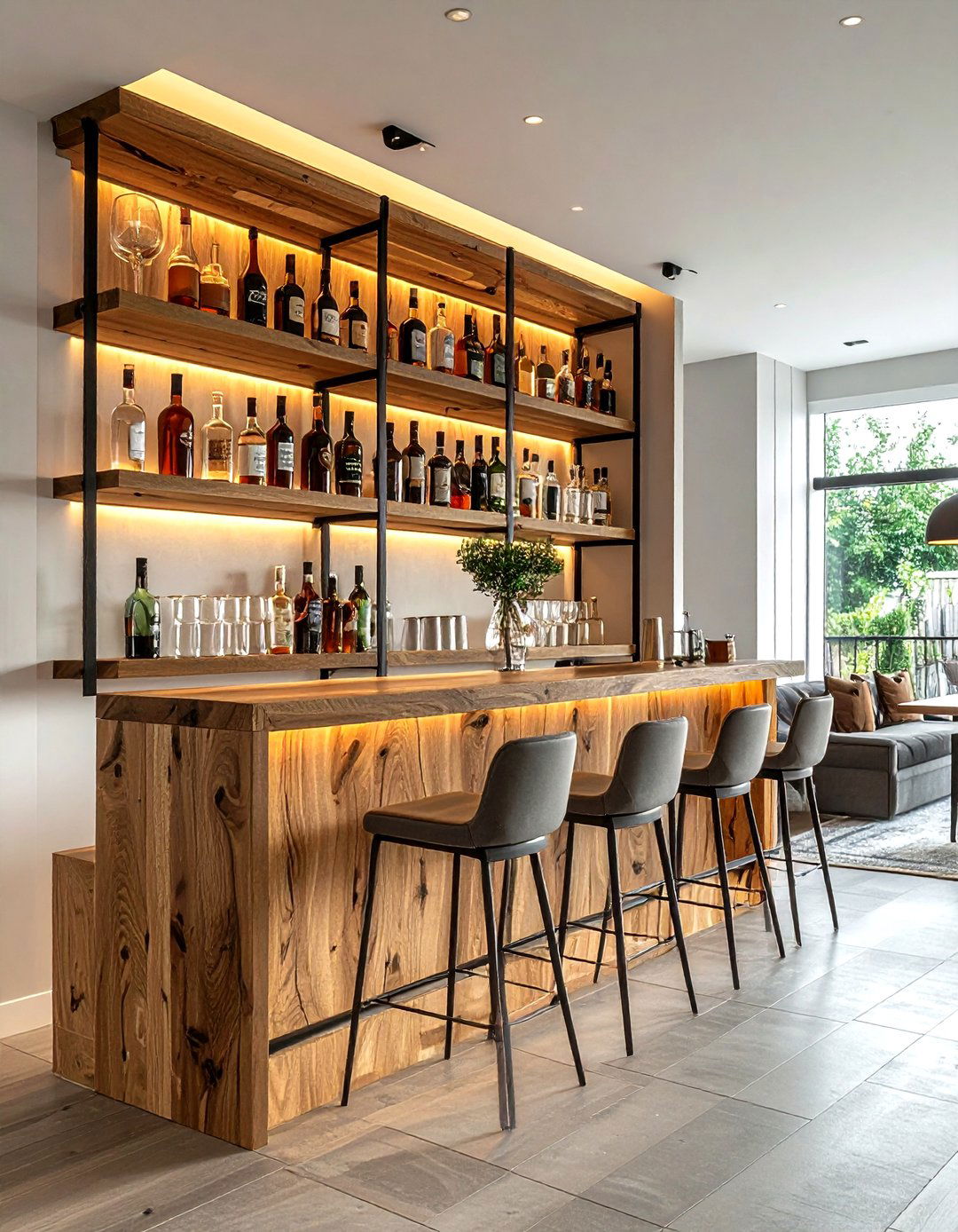 Open Concept Bar Shelving - 30 dining room built-in bar ideas