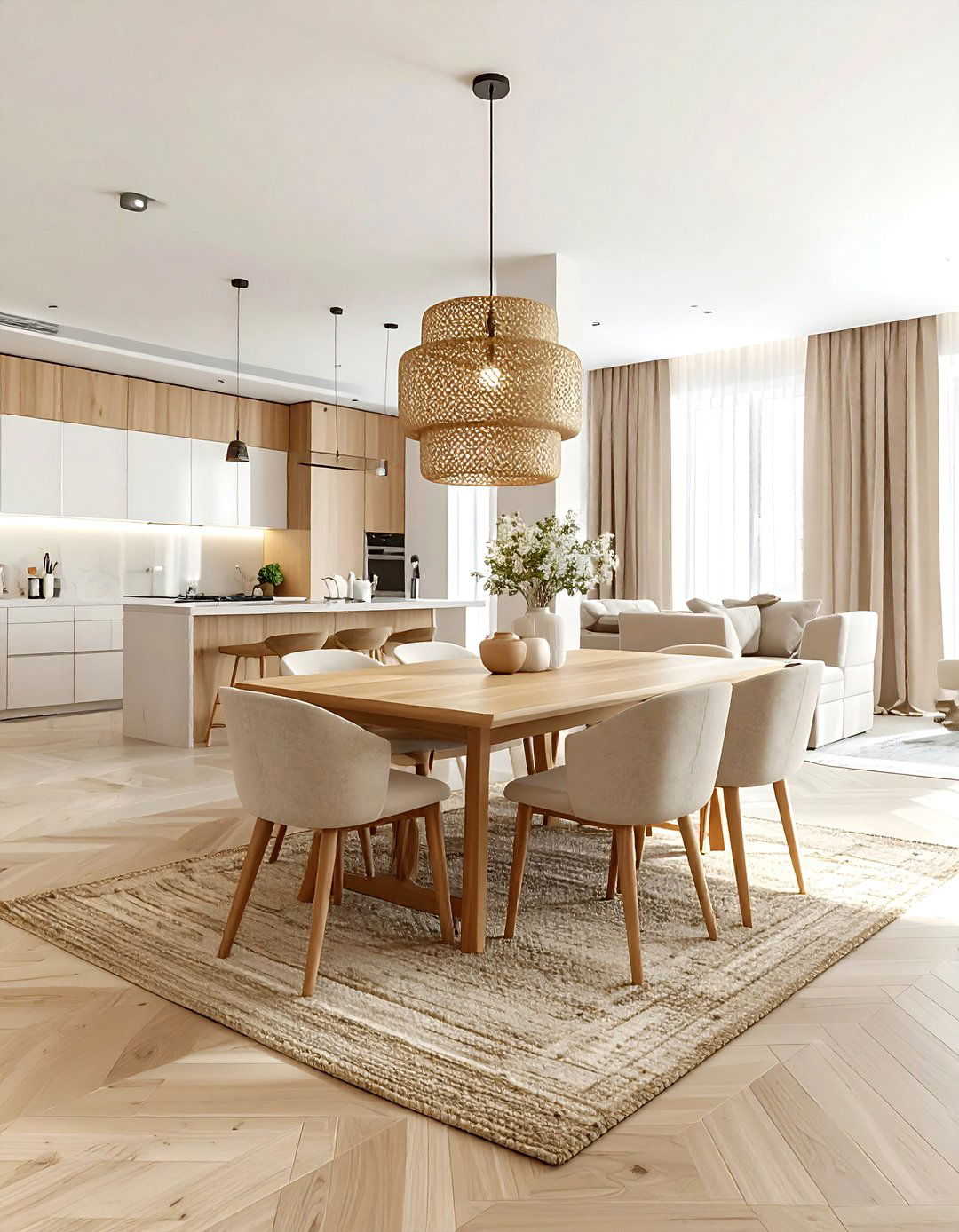 Open Concept Beige Dining Room - 30 beige dining room design ideas