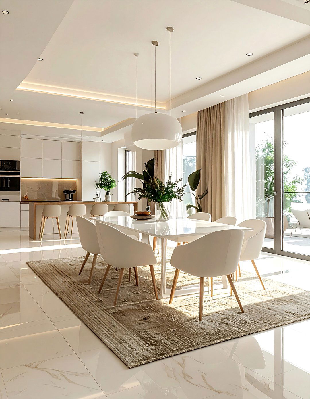 Open Concept Beige White Dining Room - 30 beige and white dining room ideas