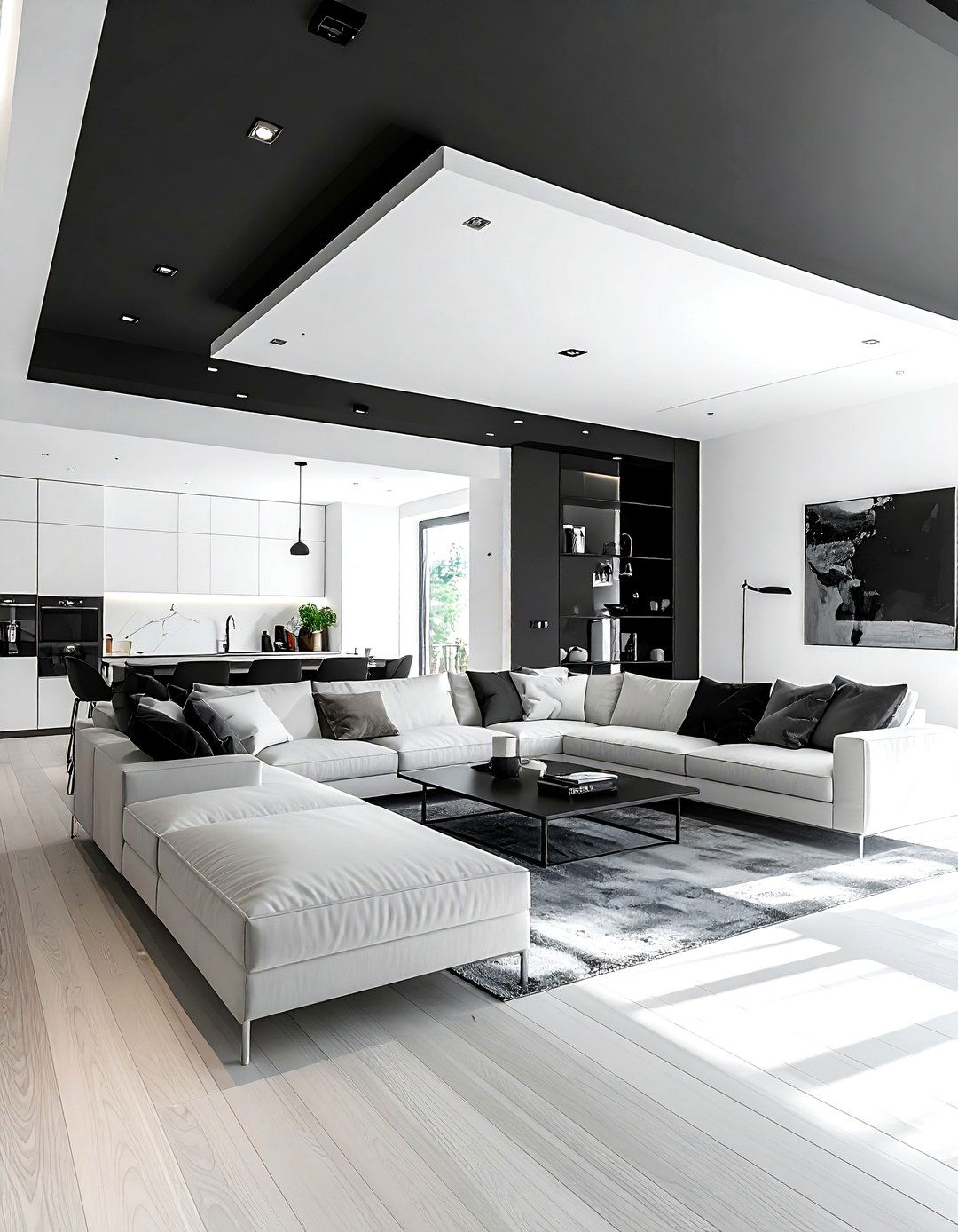 Open Concept Black Ceiling Living Room - 30 living room black ceiling ideas