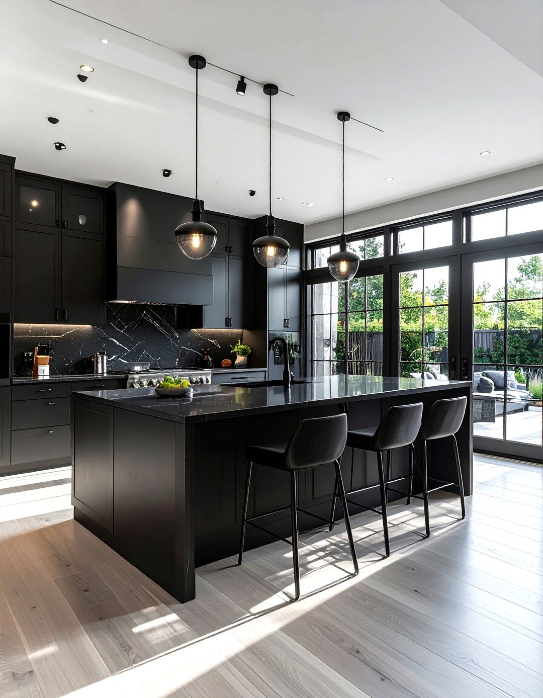 Open Concept Black Kitchen - 30 black kitchen furniture ideas