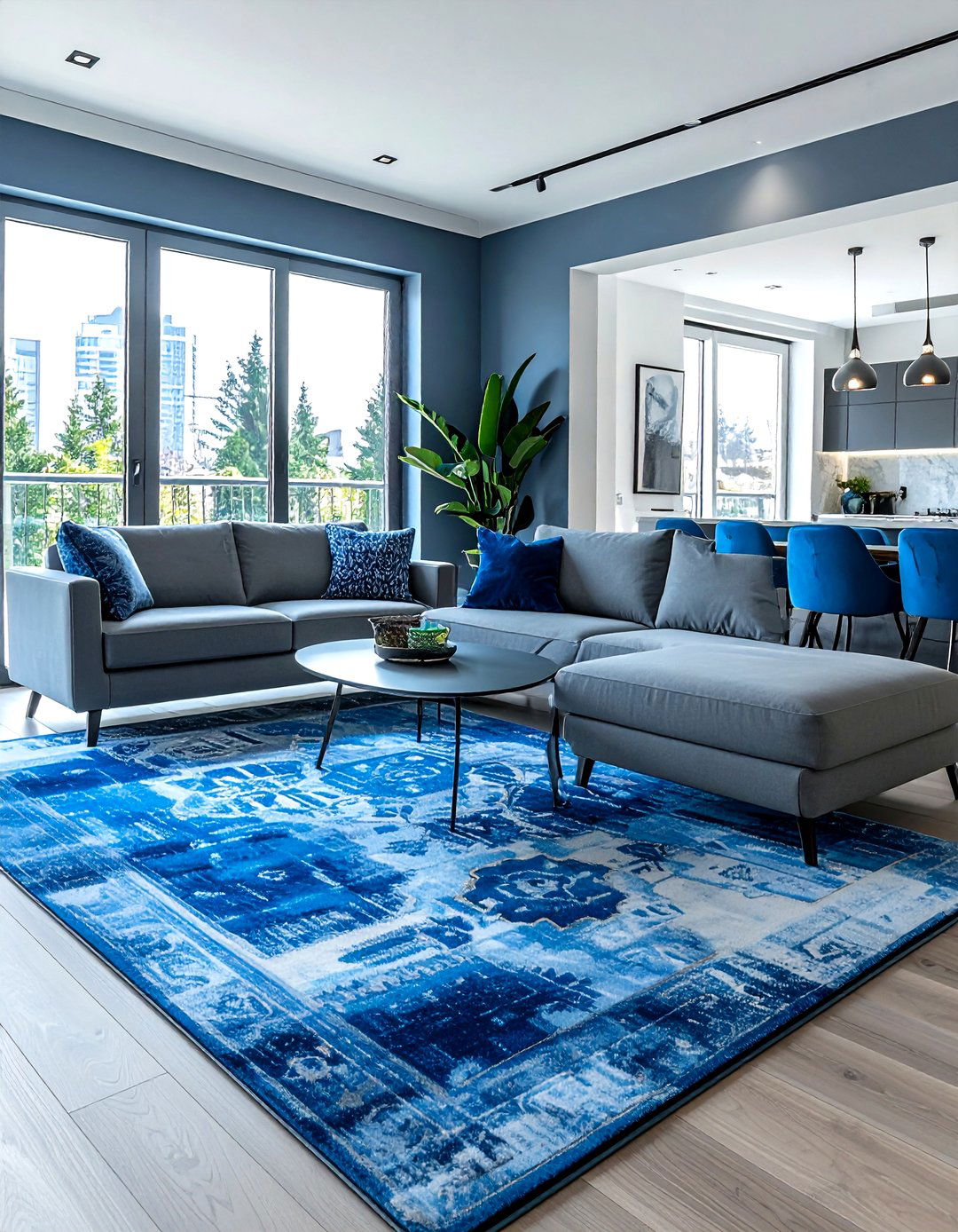 Open Concept Blue And Gray Living Room - 30 blue and gray living room ideas