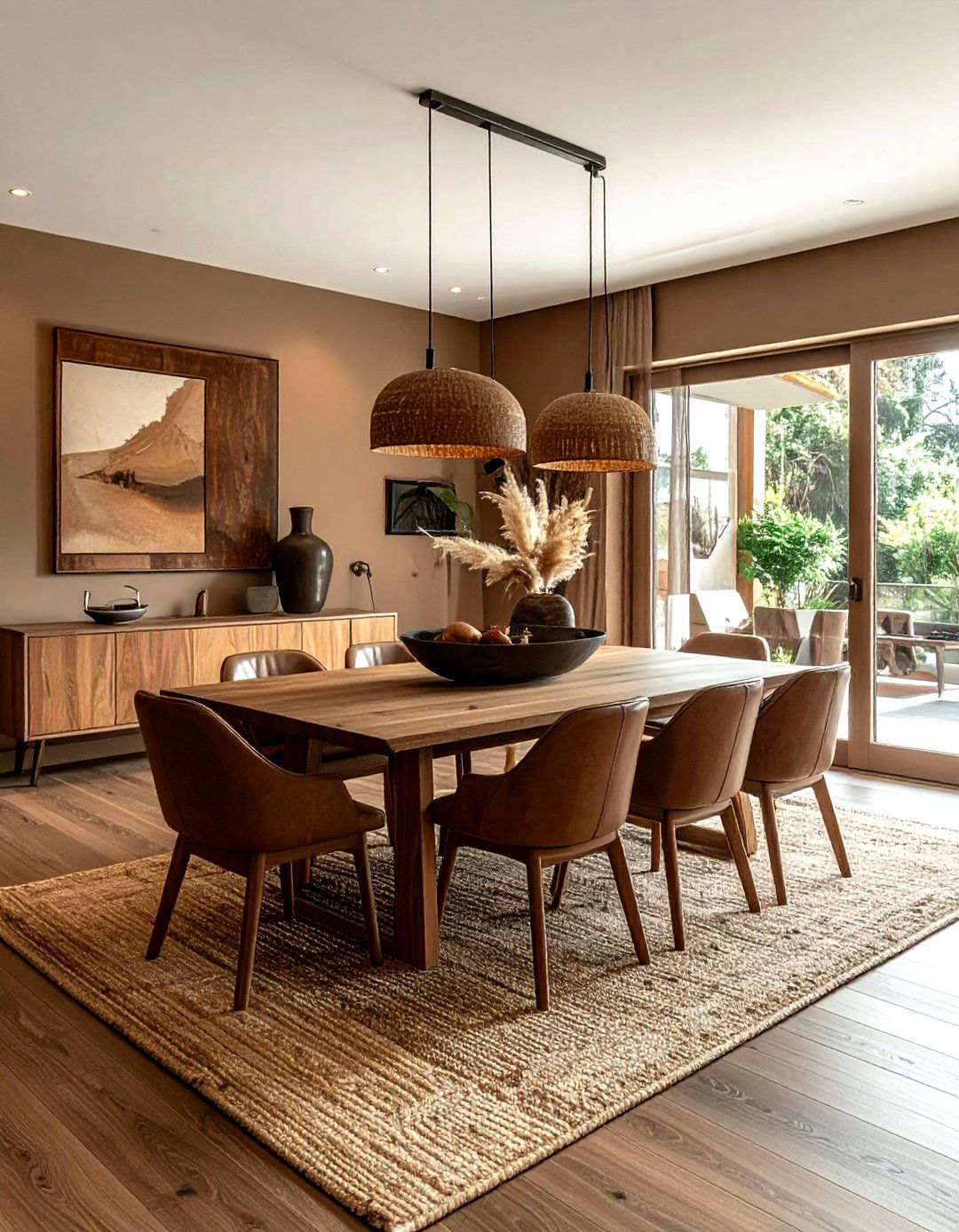 Open Concept Brown Dining Room - 30 warm brown dining room ideas