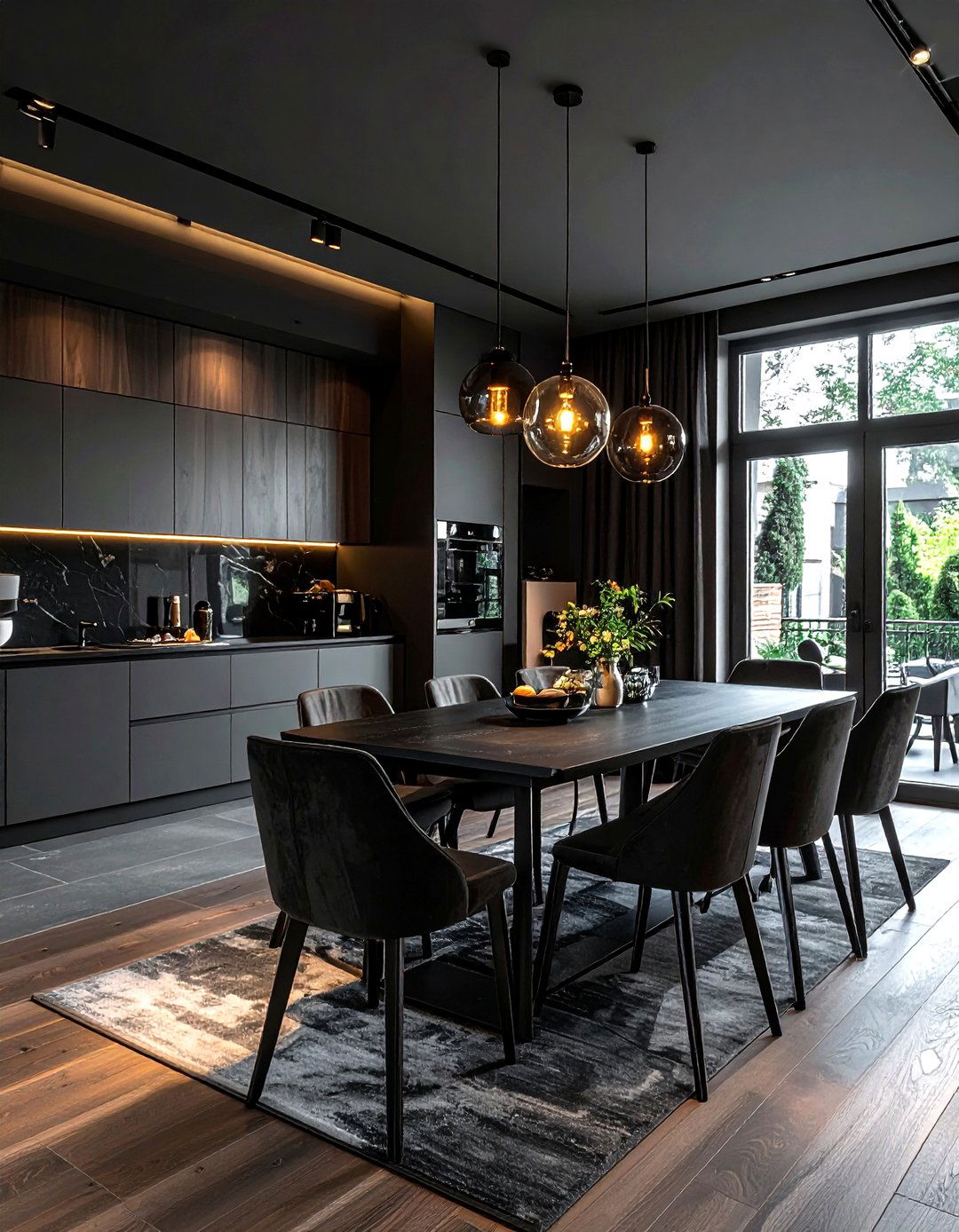 Open Concept Charcoal Dining Room - 30 dark charcoal dining room ideas