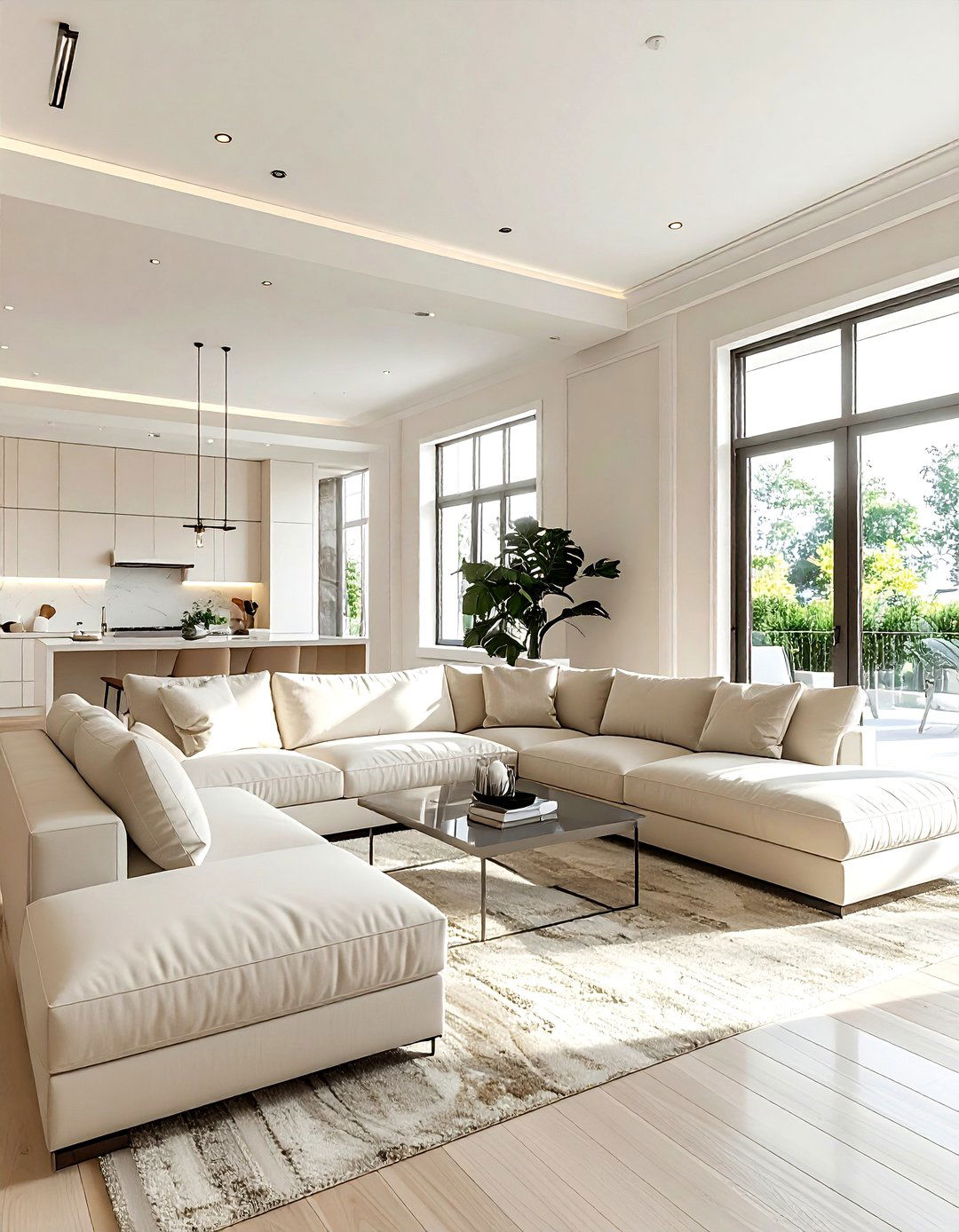 Open Concept Cream Living Room - 30 contemporary cream living room ideas