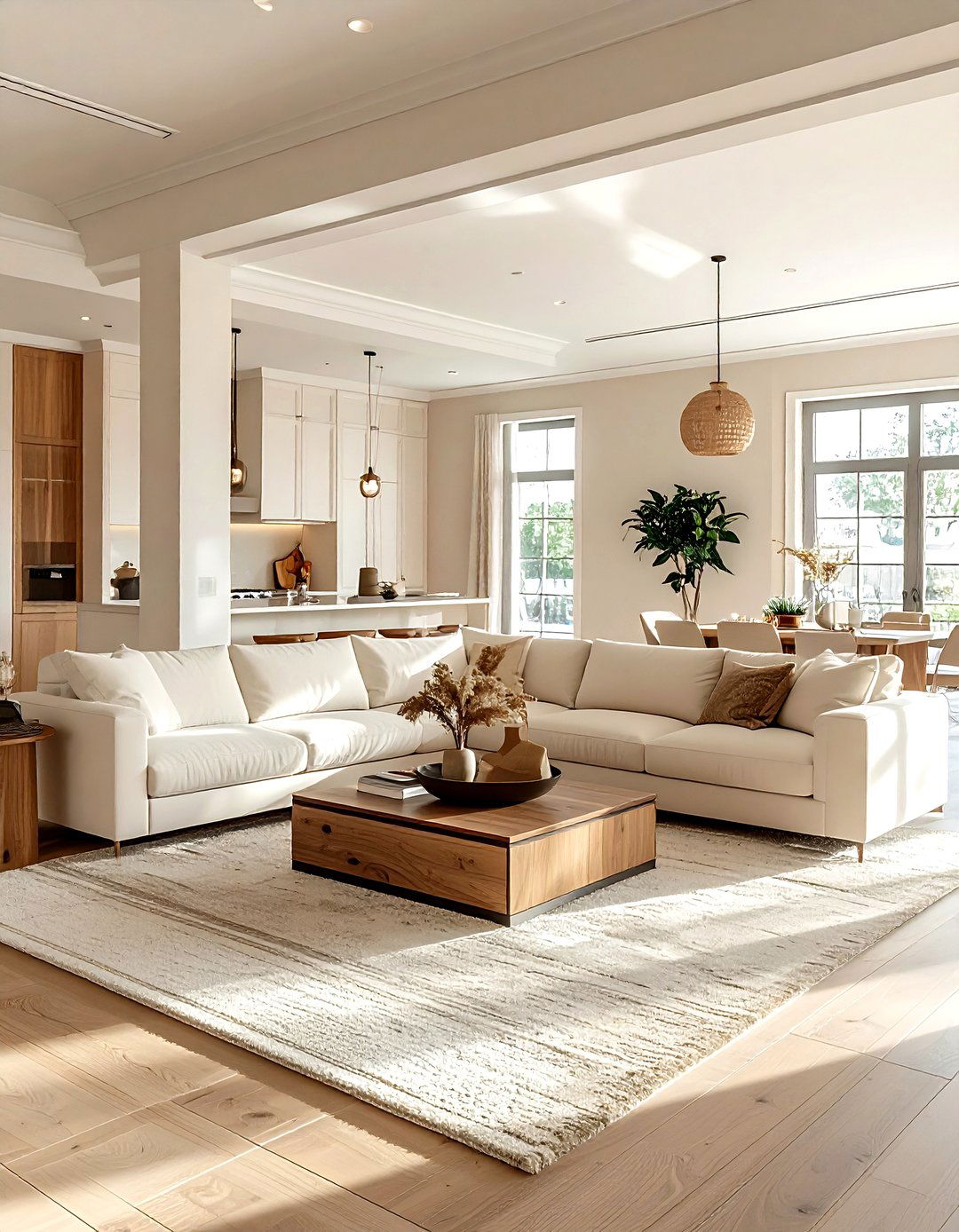 Open Concept Cream Living Room - 30 bohemian cream living room ideas