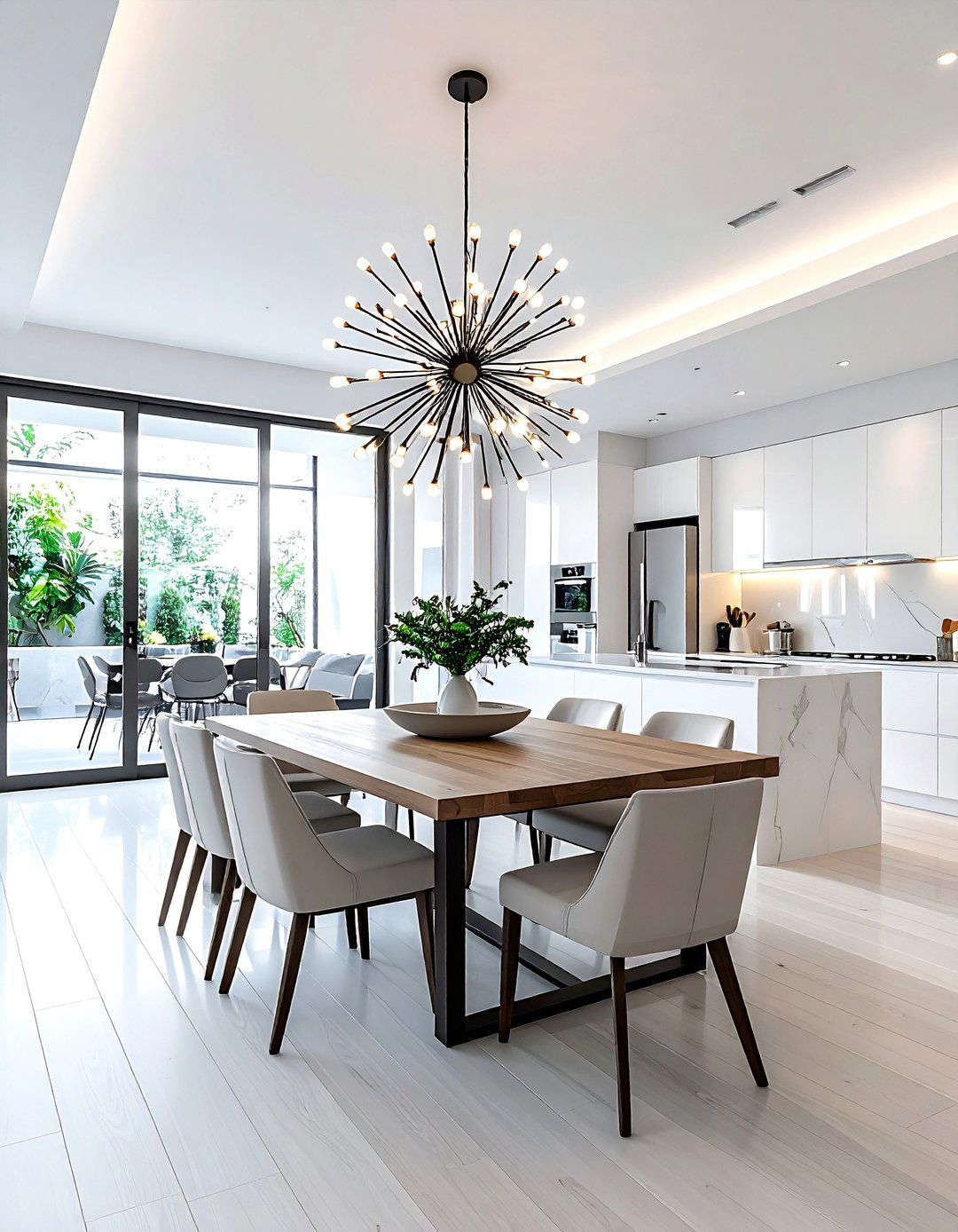 Open Concept Dining Room - 30 sputnik chandelier dining room ideas