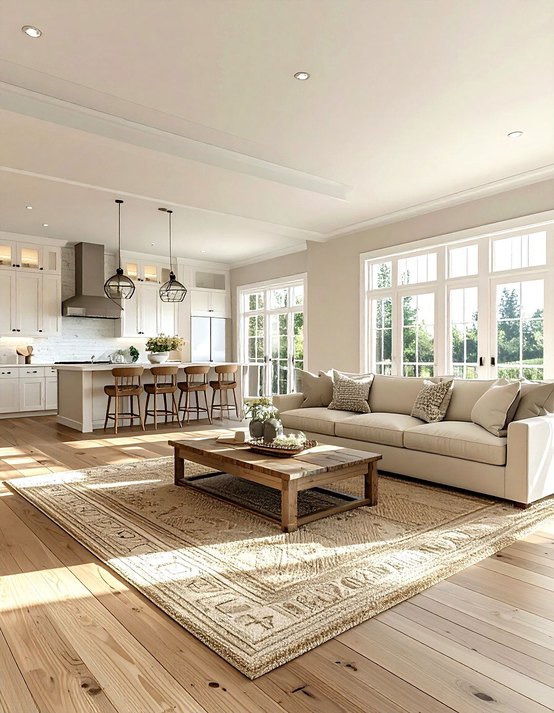 Open Concept Farmhouse Living Room - 30 farmhouse beige living room ideas
