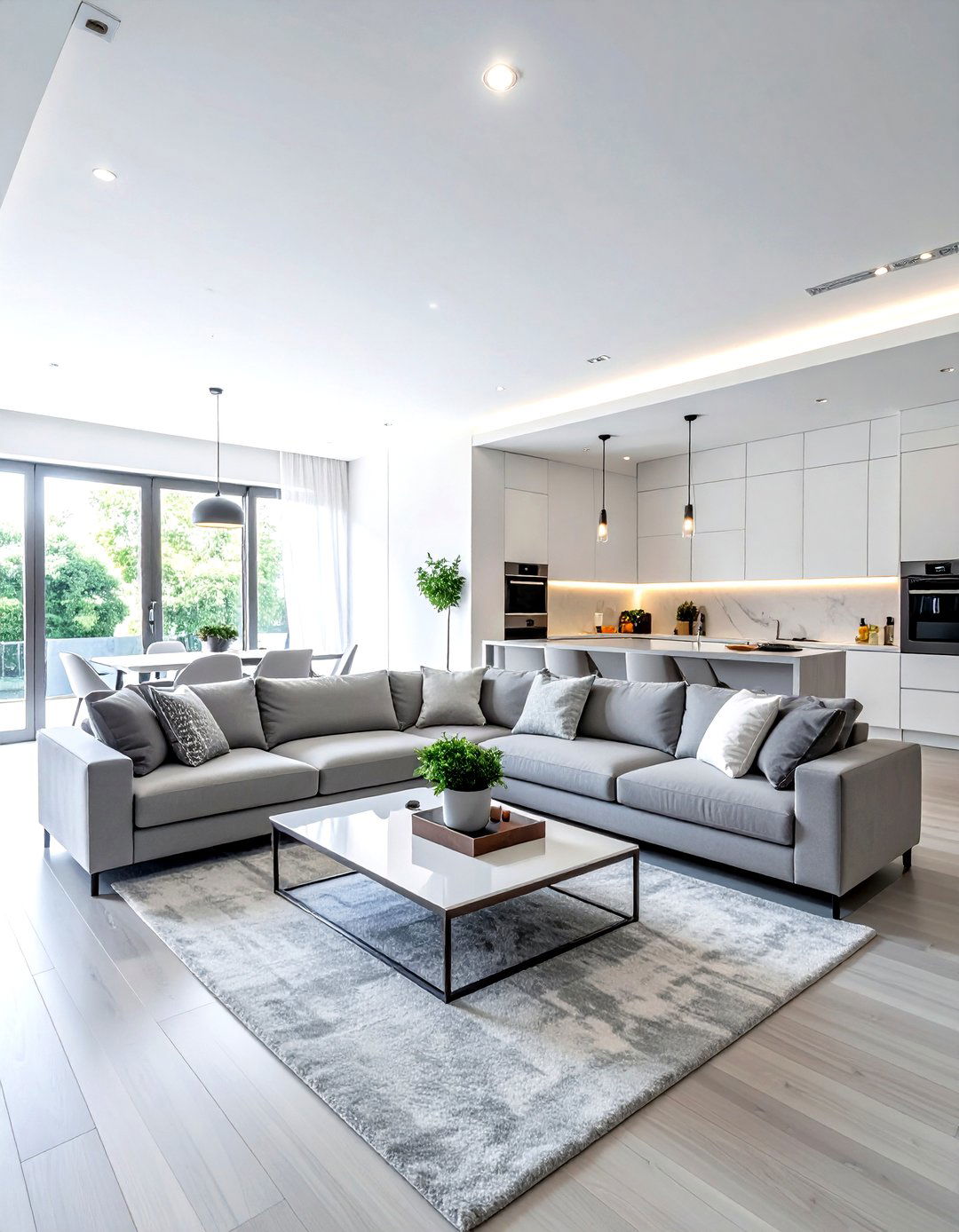 Open Concept Gray And White - 30 gray and white living room ideas