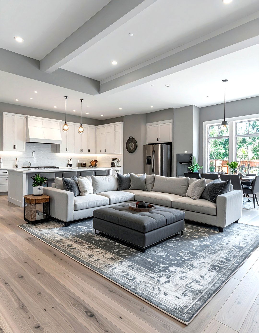 Open Concept Grey Farmhouse Living Room - 30 farmhouse grey living room ideas