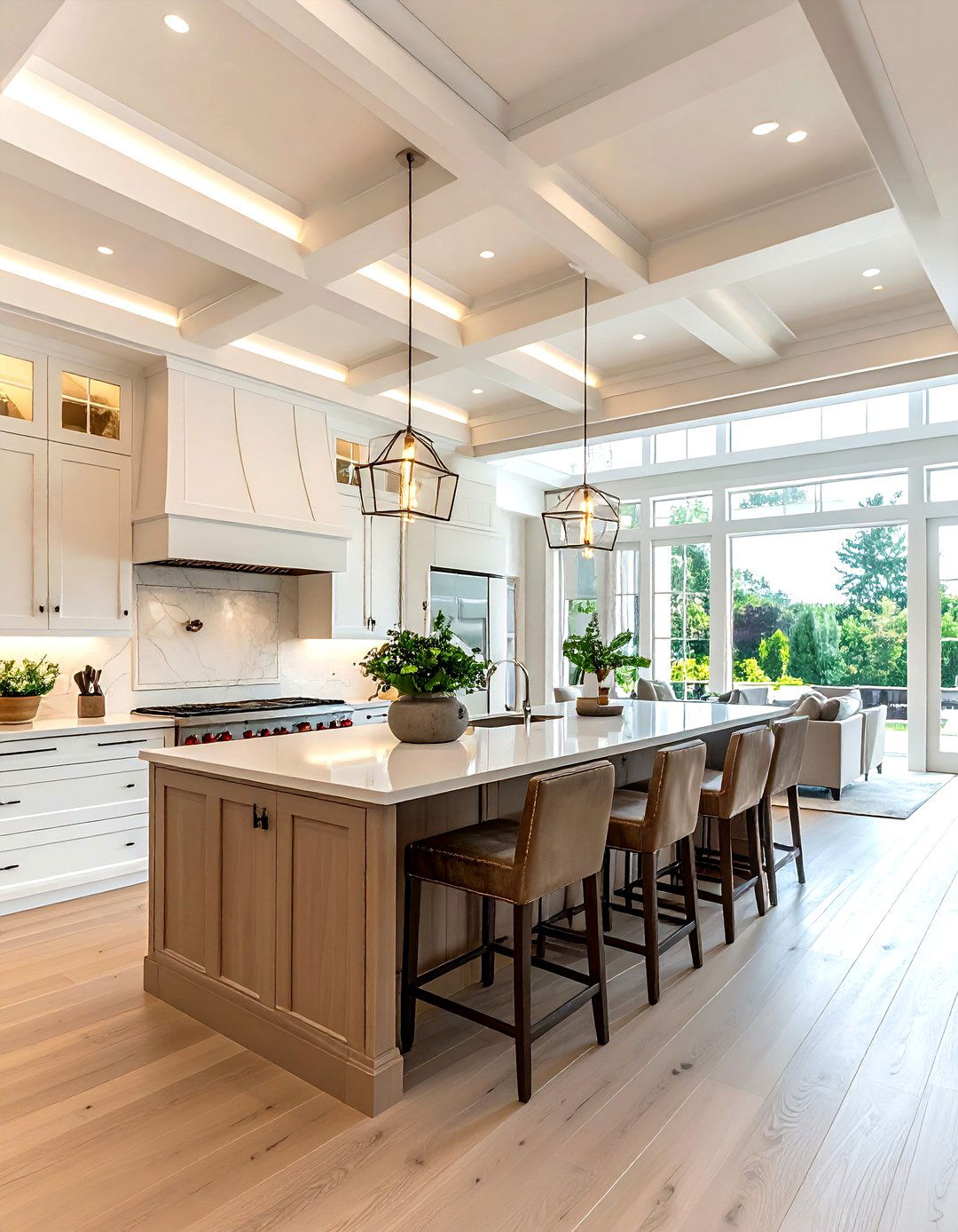 Open Concept Kitchen Coffered Ceiling - 30 kitchen coffered ceiling ideas
