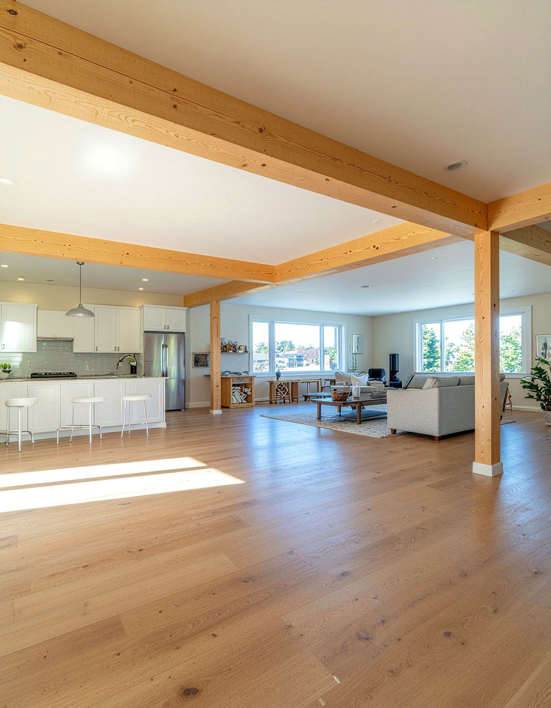 Open Concept Timber Frame - 30 living room timber frame ideas