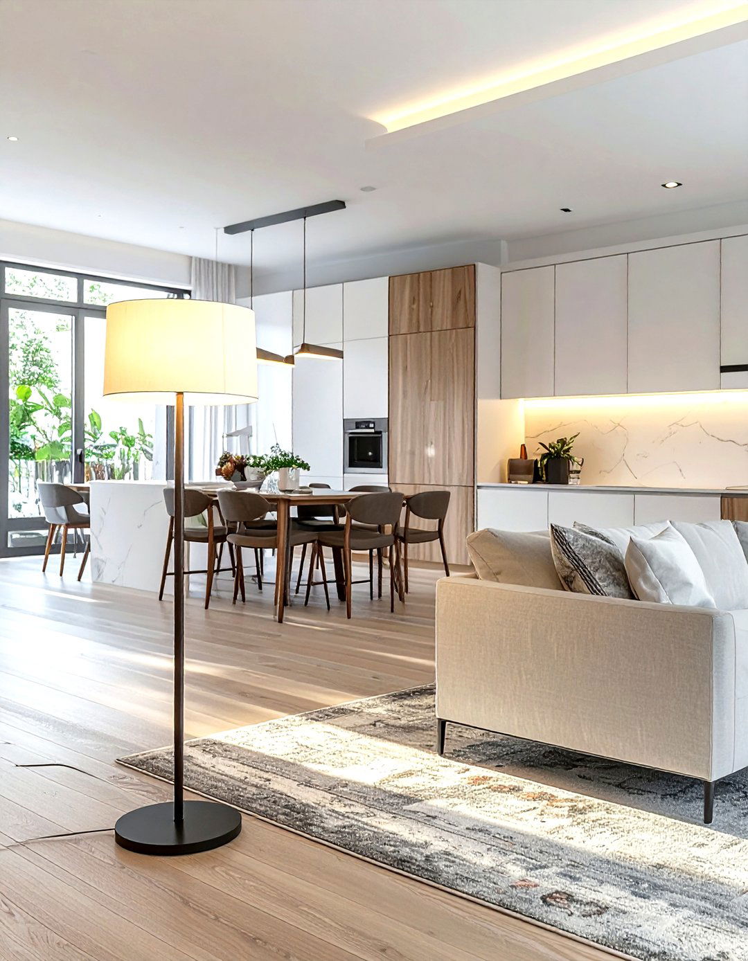 Open Concept Transition - 30 living room lamp placement ideas