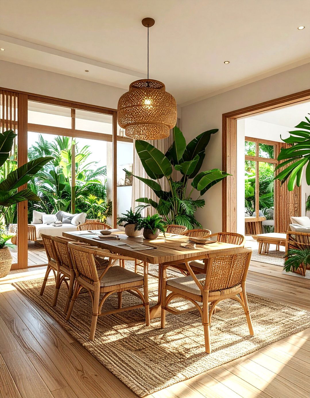 Open Concept Tropical Dining Room - 30 tropical dining room ideas