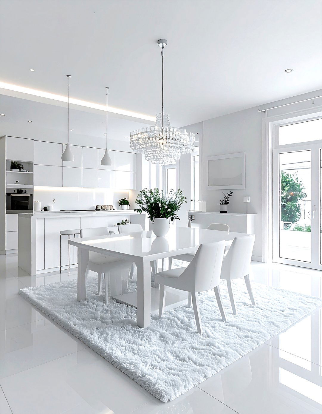 Open Concept White Dining Room - 30 white dining room decor ideas