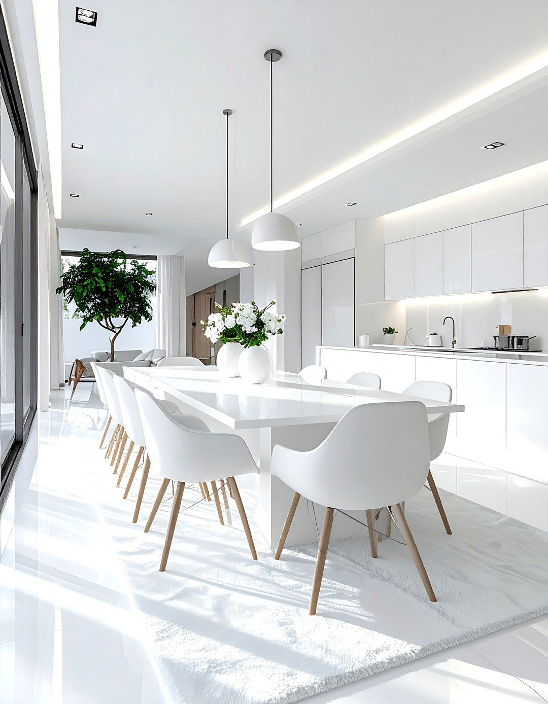 Open Concept White Dining Room - 30 white dining room design ideas