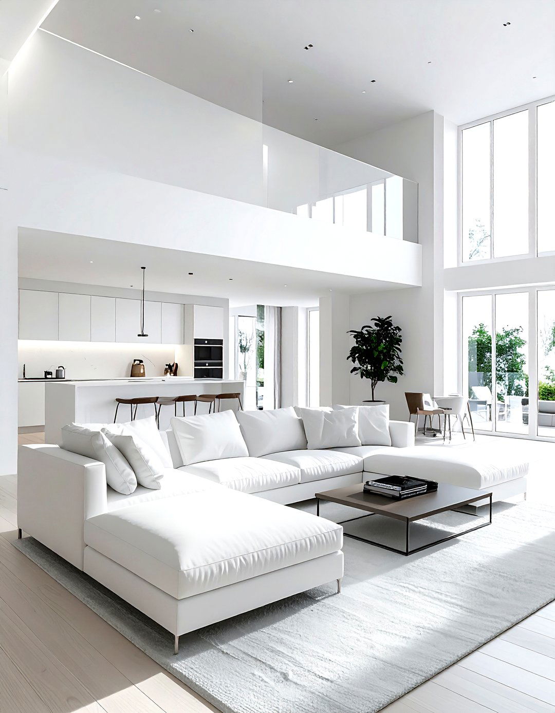Open Concept White Living Room - 30 modern white living room ideas