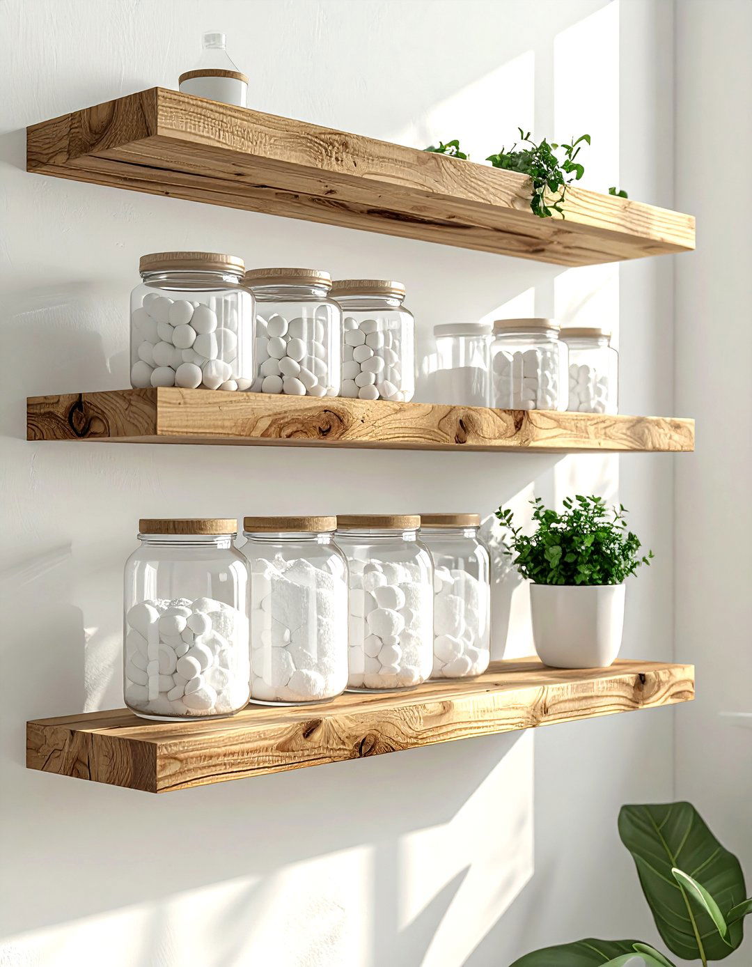 Open Floating Shelf Wall - 30 laundry room storage ideas