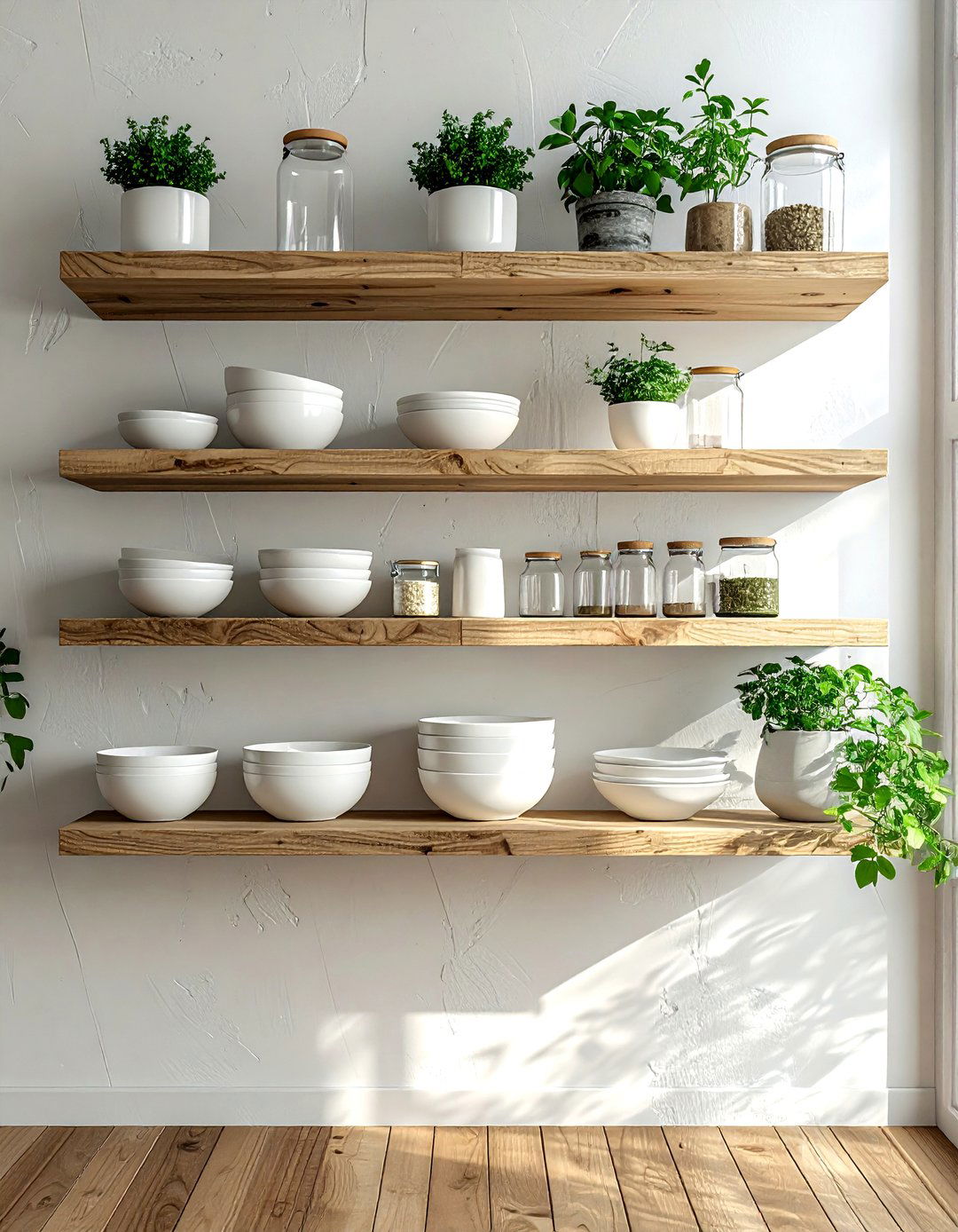 Open Kitchen Shelving - 30 peaceful kitchen ideas