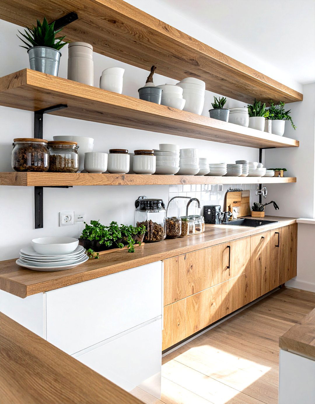 Open Kitchen Shelving - 30 tiny kitchen ideas